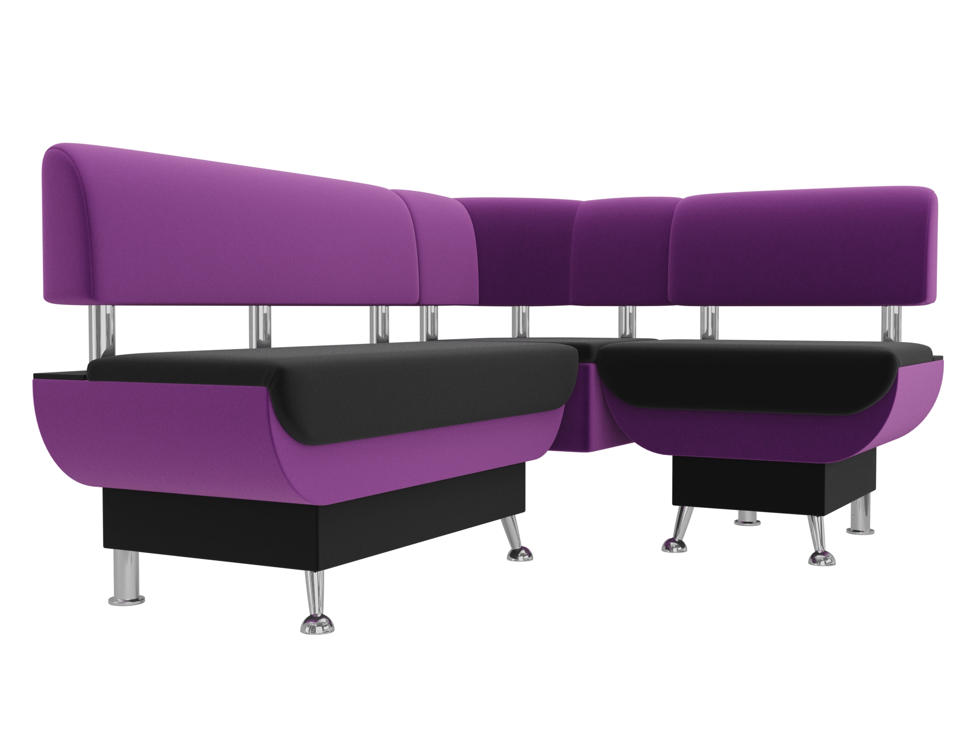 Кухонный угловой диван Альфа Правый Черный, Фиолетовый, ЛДСП кухонный угловой диван классик правый фиолетовый черный массив лдсп