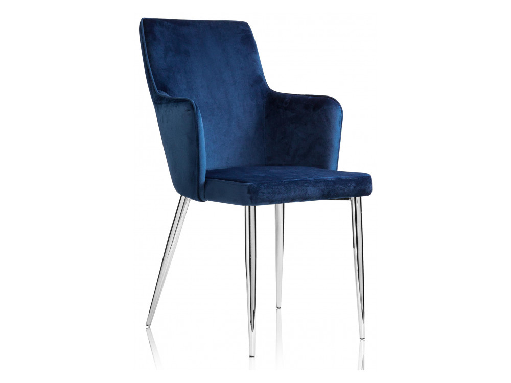 Benza dark blue Стул на металлокаркасе Серый, Хромированный металл benza grey fabric стул серый хромированный металл
