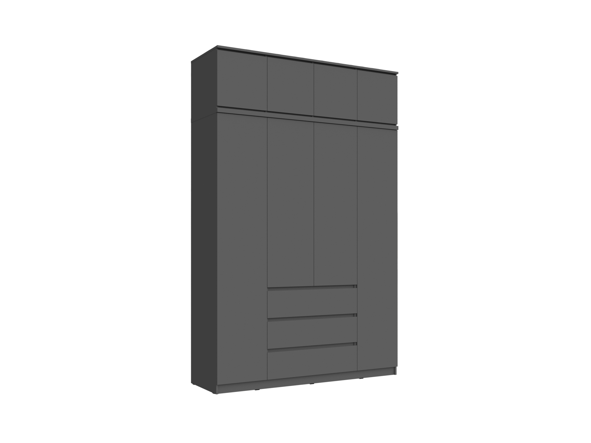 Челси Шкаф 1600 + антресоль 1600 (Графит, Графит) Черный, ЛДСП челси шкаф 2 х створчатый платяной антресоль к шкафу 800 графит графит графит черный лдсп