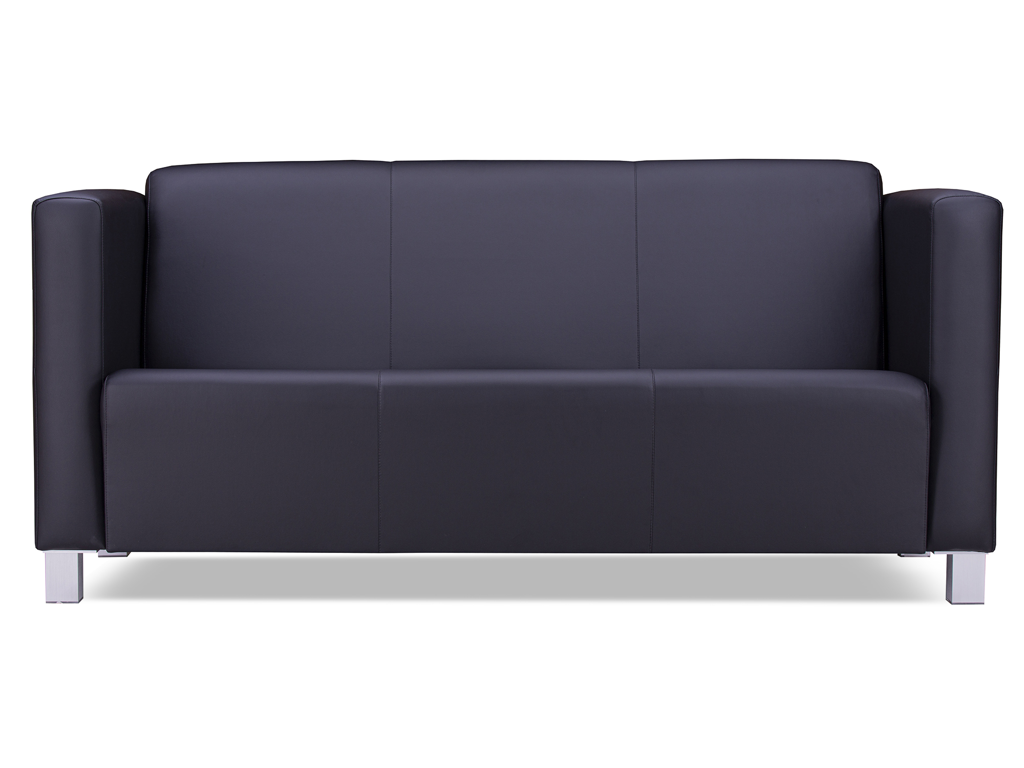 двухместный диван милано комфорт экокожа блек Диван Милано 3-х местный MebelVia Черный, Искусственная кожа, МДФ