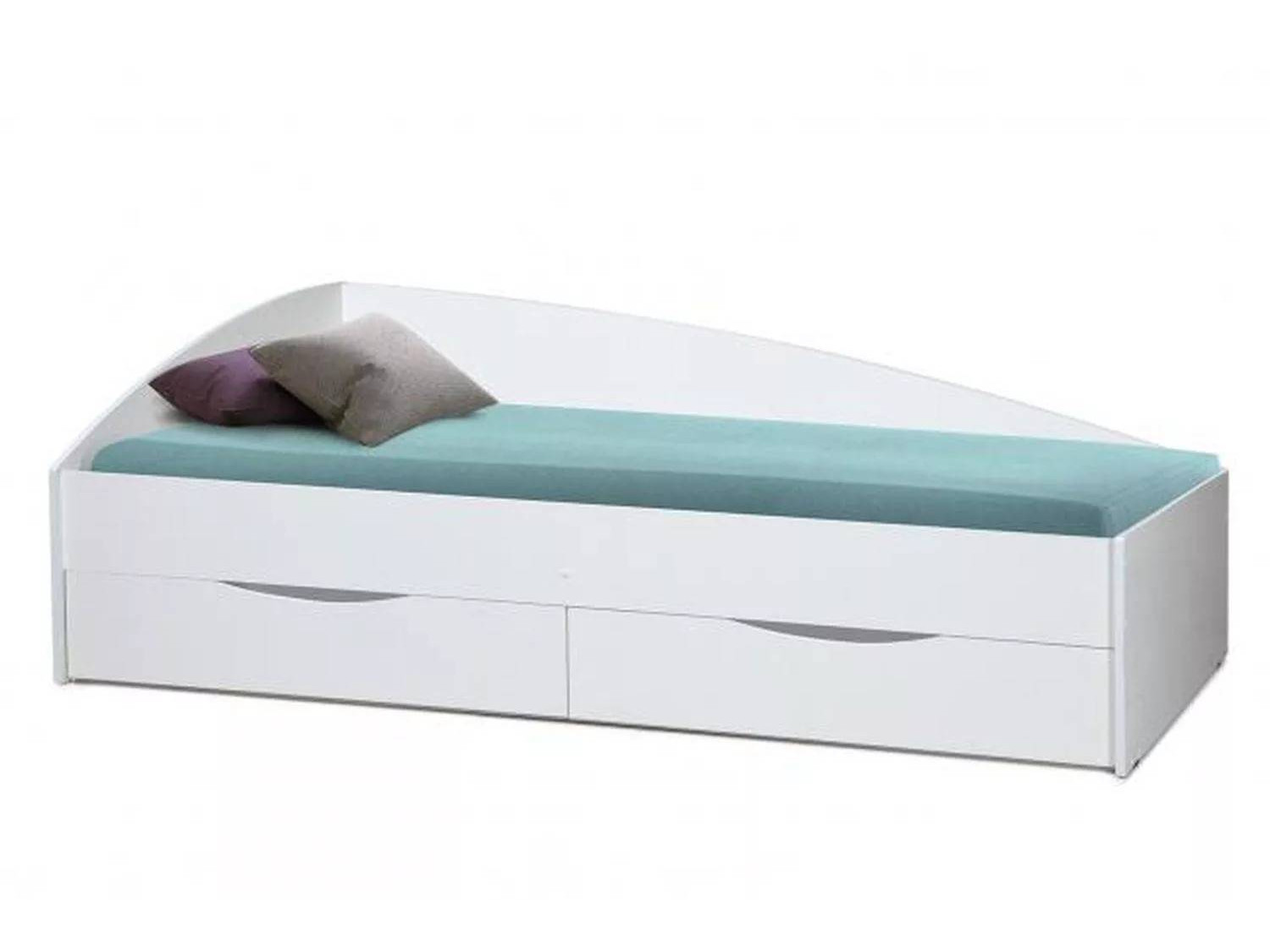 Кровать Фея - 3 одинарная асимметричная (900х2000) белый Белый, МДФ, ЛДСП милтон кровать 900х2000 белый белый