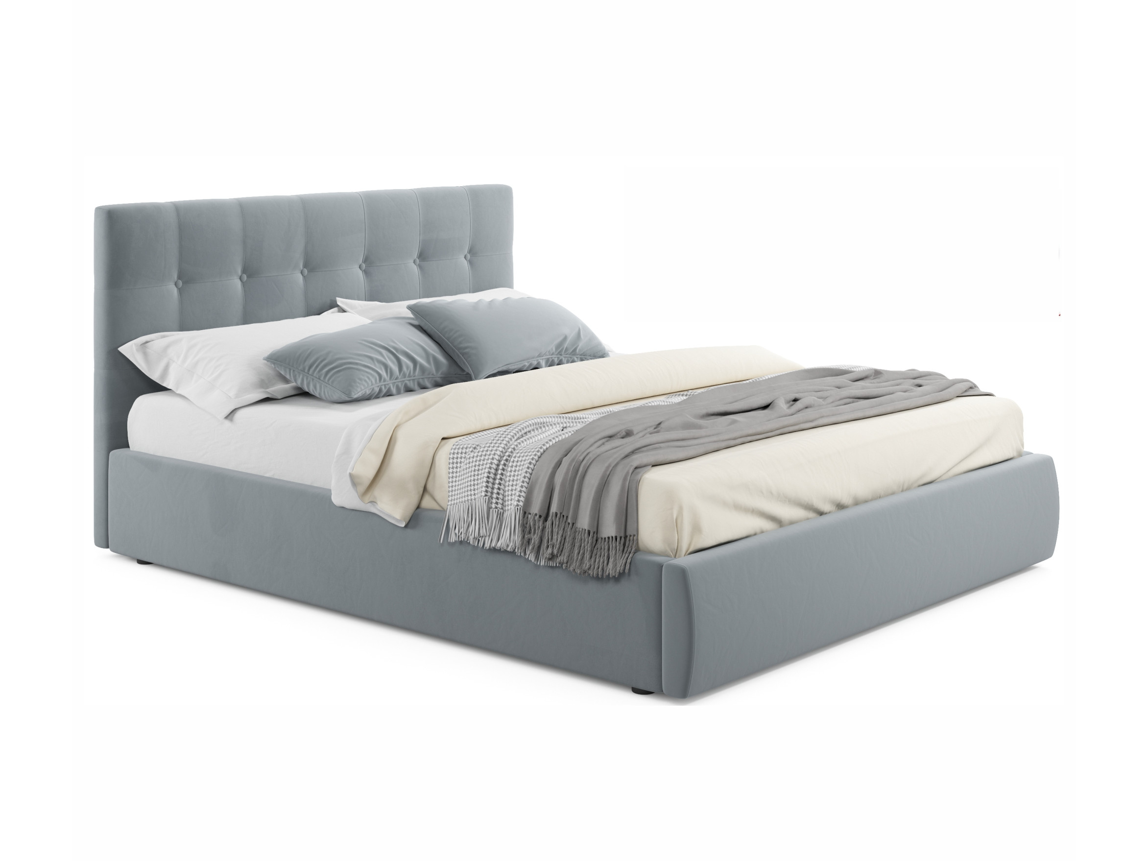 Мягкая кровать Selesta 1800 серая с подъемным механизмом серый, Серый, Велюр, ДСП