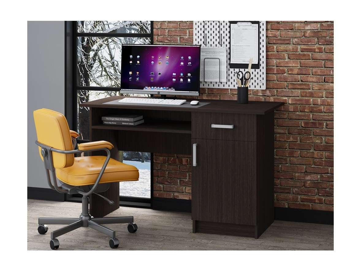 Стол письменный ПС-01 (с дверкой) (Венге) Коричневый темный, ЛДСП стол письменный мини с ящиком уфимка 700 × 550 × 756 мм цвет венге