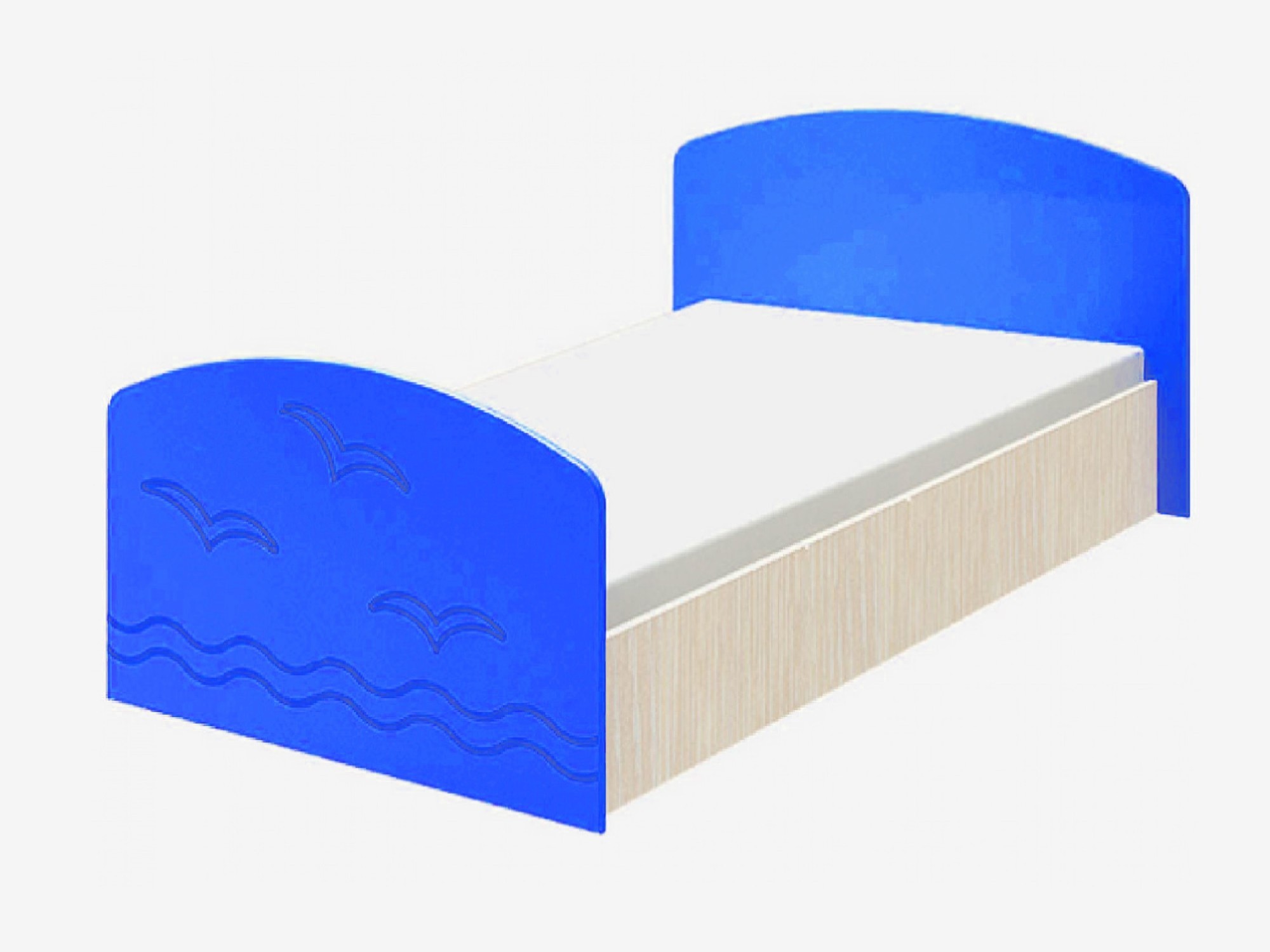 Юниор-2 Детская кровать 80, металлик (Синий металлик, Дуб белёный) Синий металлик, МДФ, ЛДСП детская кровать дельфин 80х200 синий металлик дуб белёный синий металлик мдф лдсп