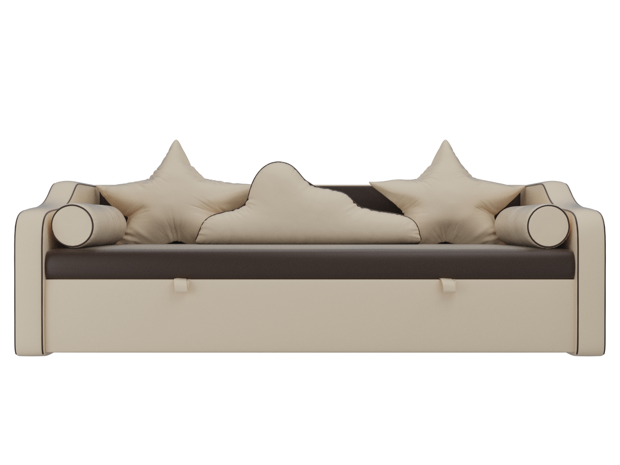 Детский диван-кровать Рико MebelVia Коричневый, Бежевый, Экокожа, ЛДСП диван кровать шарм 100 коричневый бежевый корфу экокожа