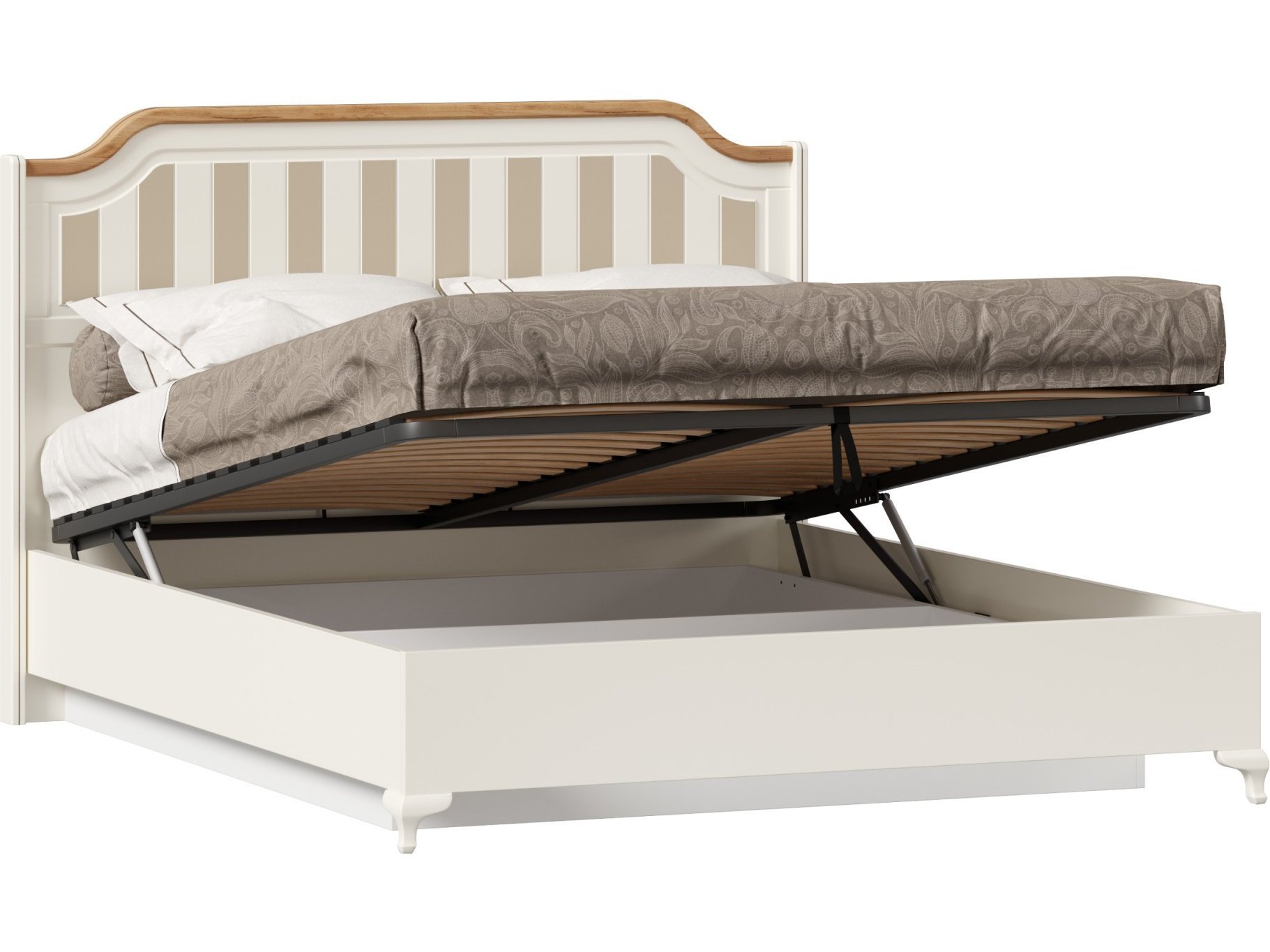 Вилладжио Кровать двуспальная 1600 с подъёмным механизмом (Алебастр/Дуб Золотой) двуспальная кровать виктория б с багетом 1600 дуб дуб молочный бежевый лдсп