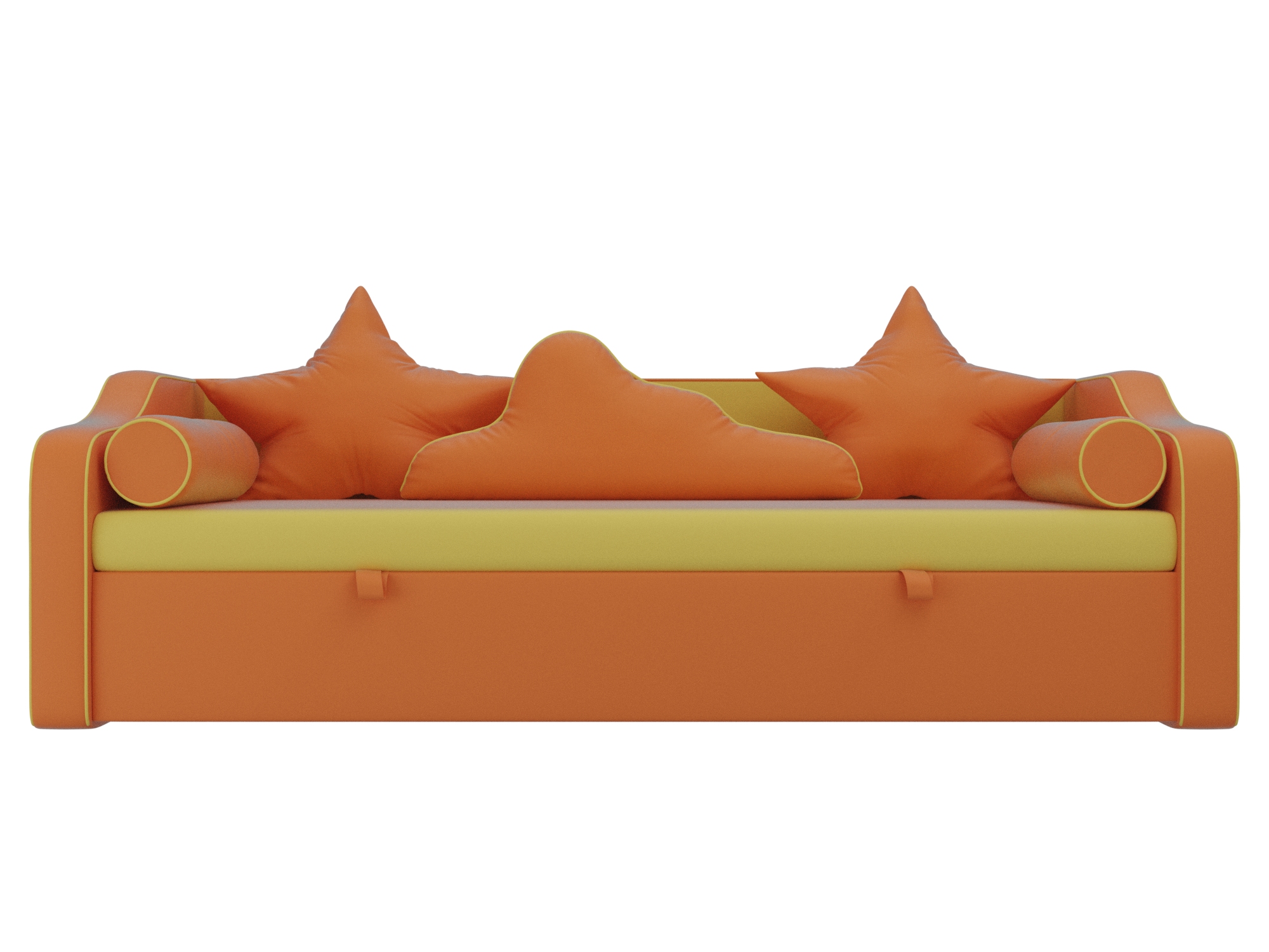 детский диван кровать сойер коричневый экокожа Детский диван-кровать Рико MebelVia Желтый, Оранжевый, Экокожа, ЛДСП