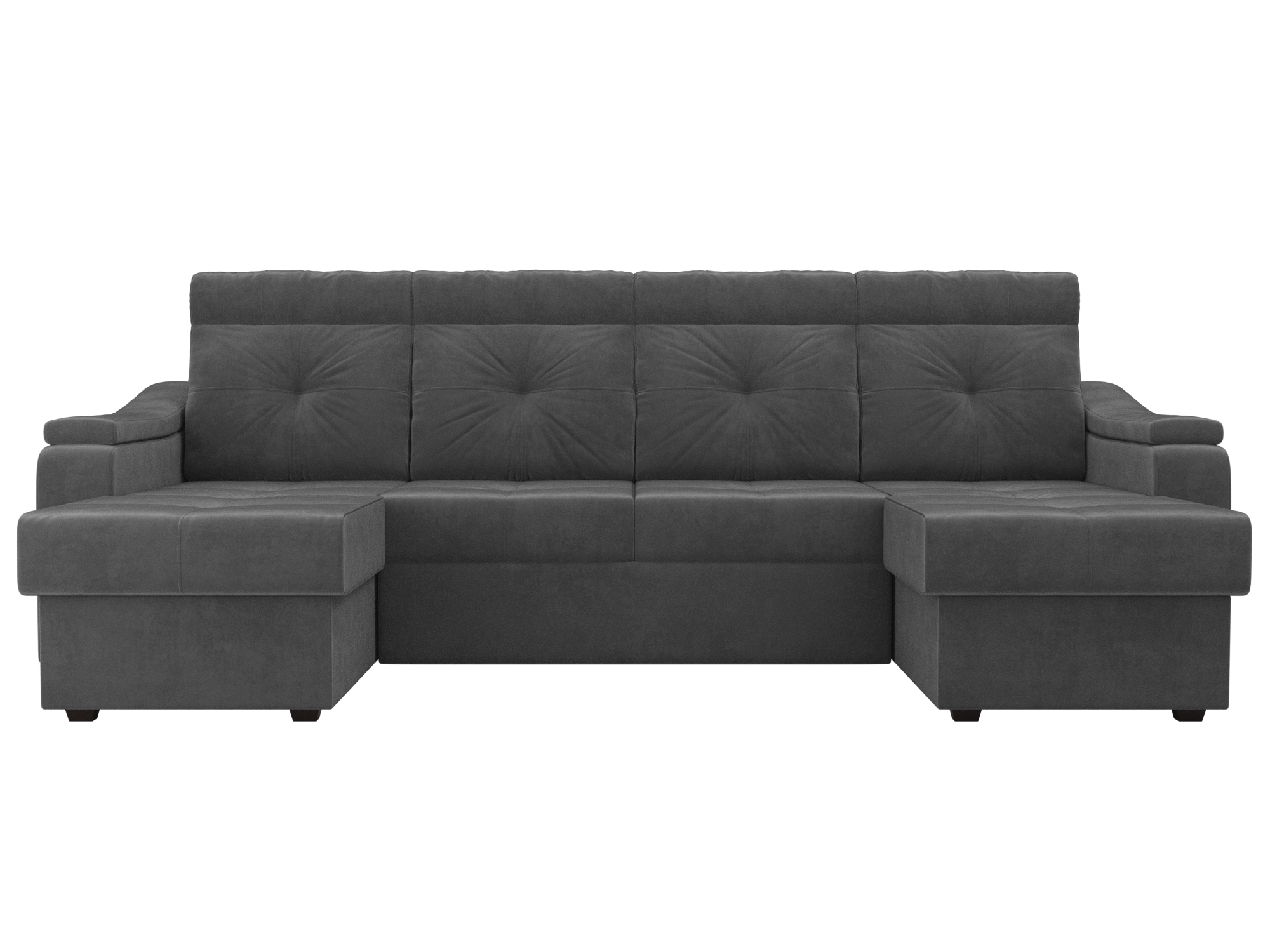 П-образный диван Джастин MebelVia Серый, Велюр, ЛДСП п образный диван лига диванов п образный диван джастин велюр голубой