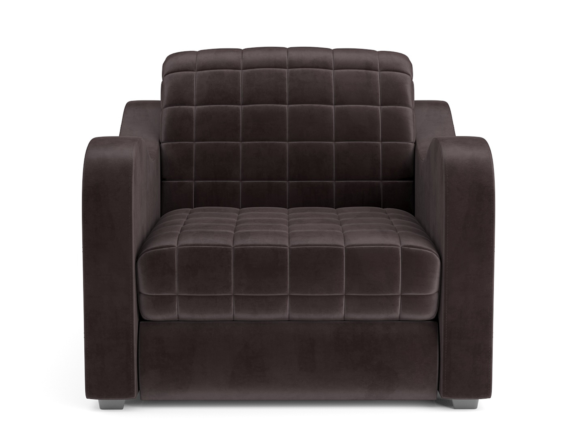Кресло-кровать Барон №4 MebelVia Коричневый, Вельвет бархатного типа, ДСП, Металл, Массив сосны