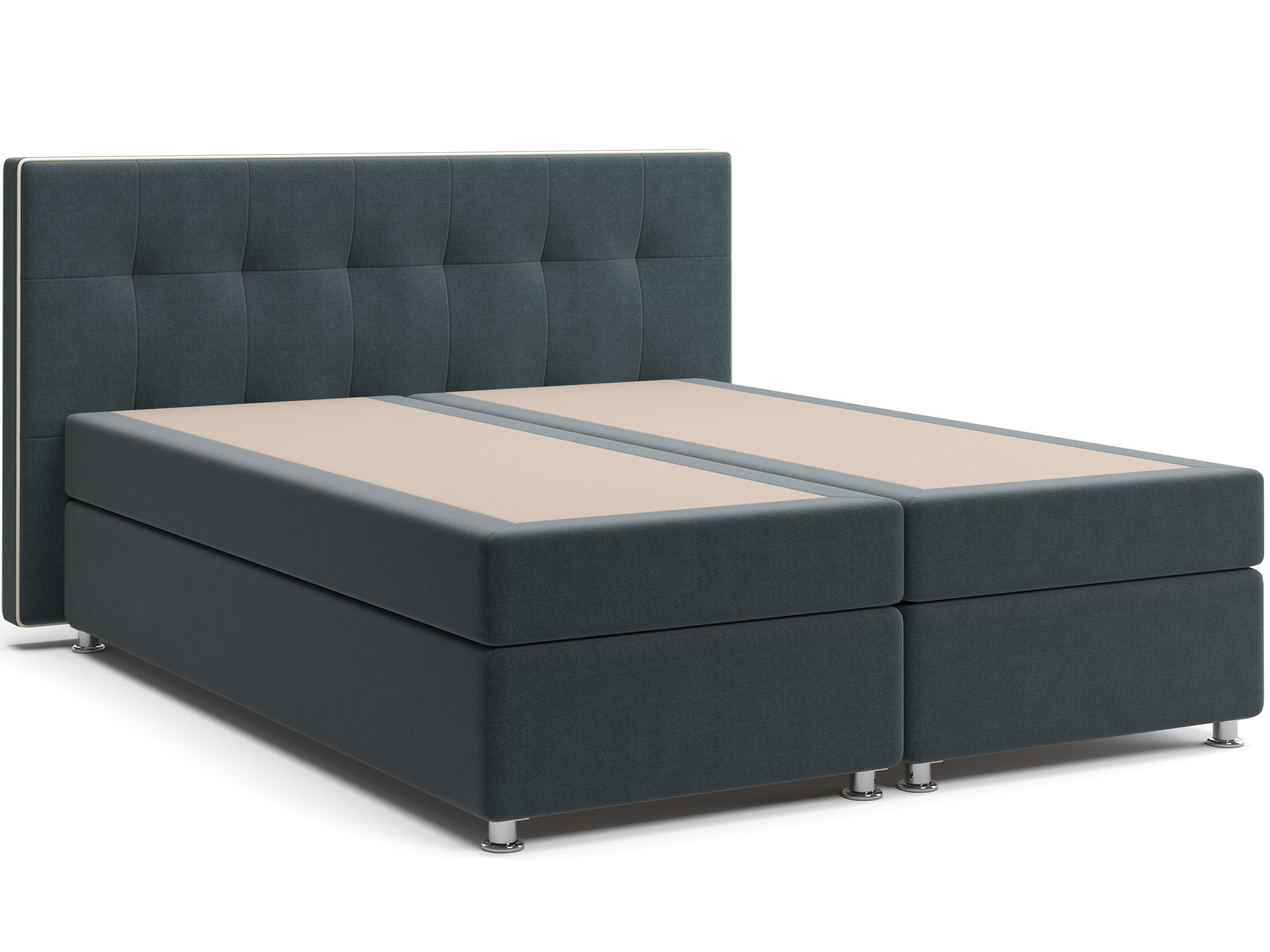 Кровать с матрасом и независимым пружинным блоком Нелли (160х200) Box Spring Серый, Массив, ДСП