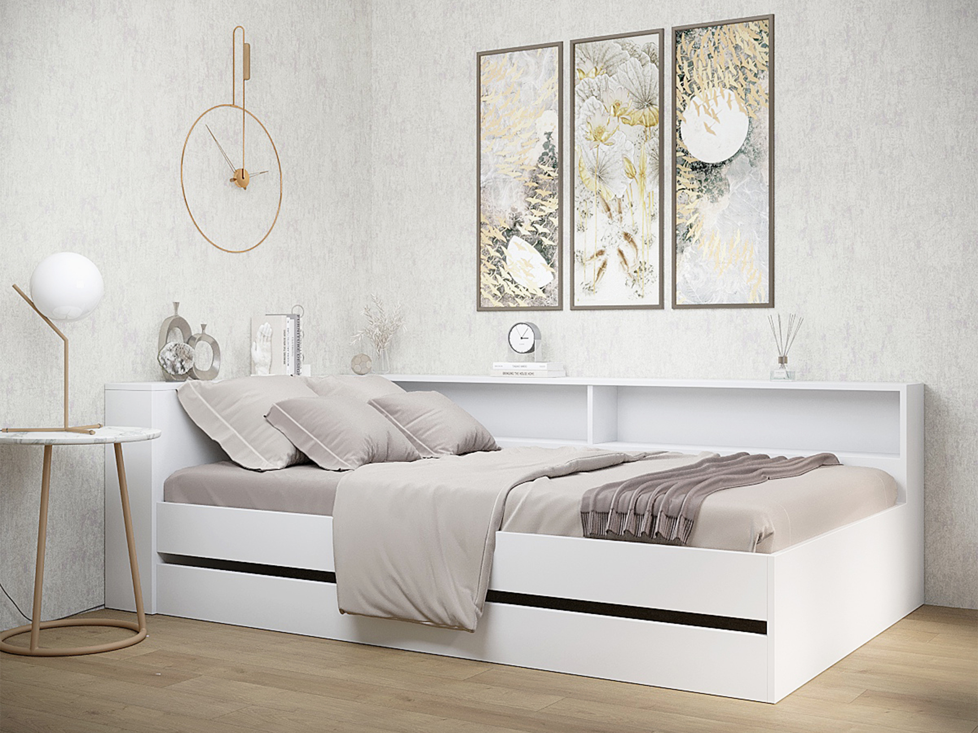 Кровать Ксения (120х200) Белый матовый, Белый, ЛДСП