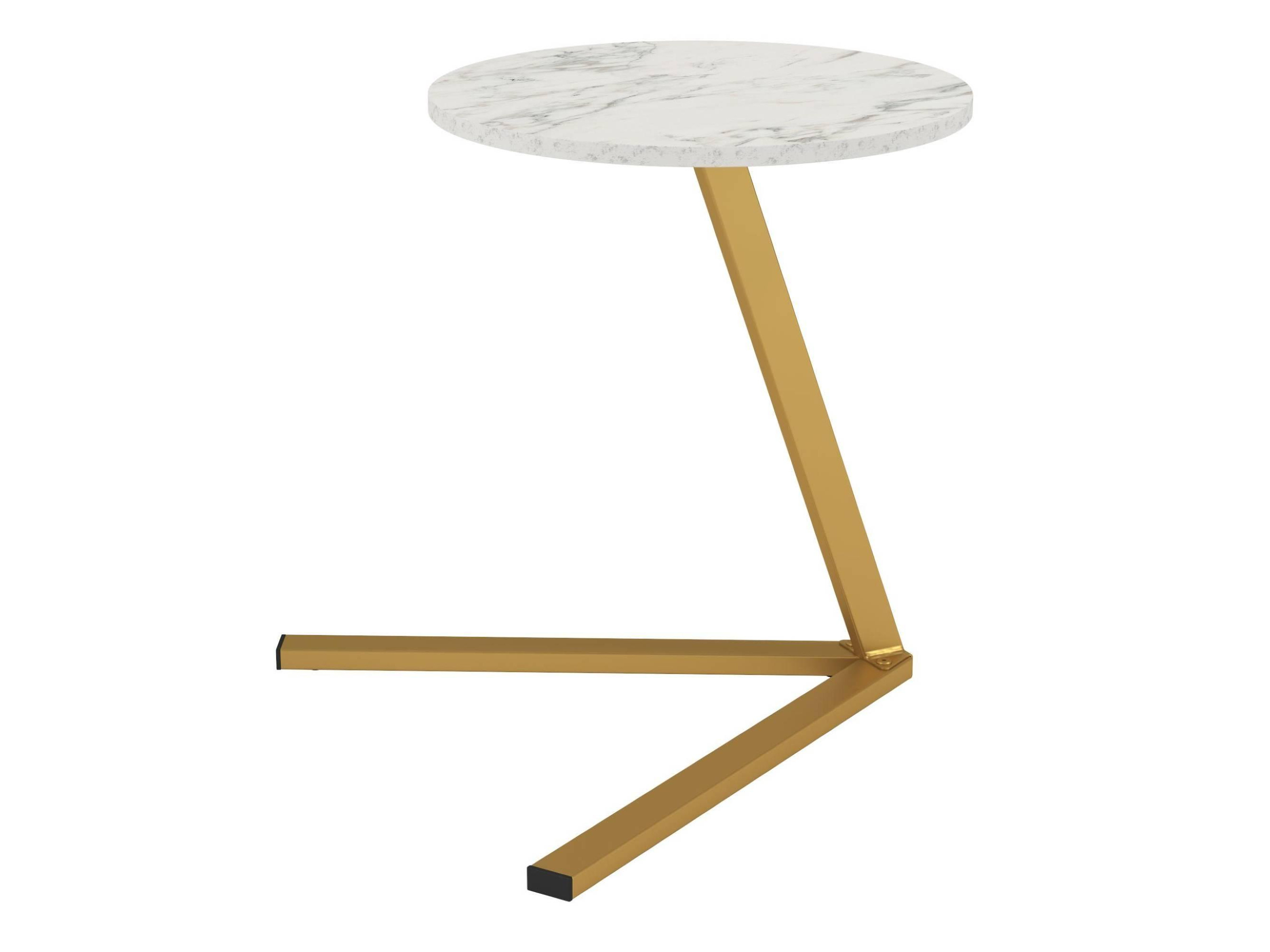 Стол приставной Сеул 42.47 (мрамор белый / металл: золотой) Мрамор, Металл приставной столик для дивана приставной столик квадратный мрамор стол черный золотой железный каркас набор из двух столов