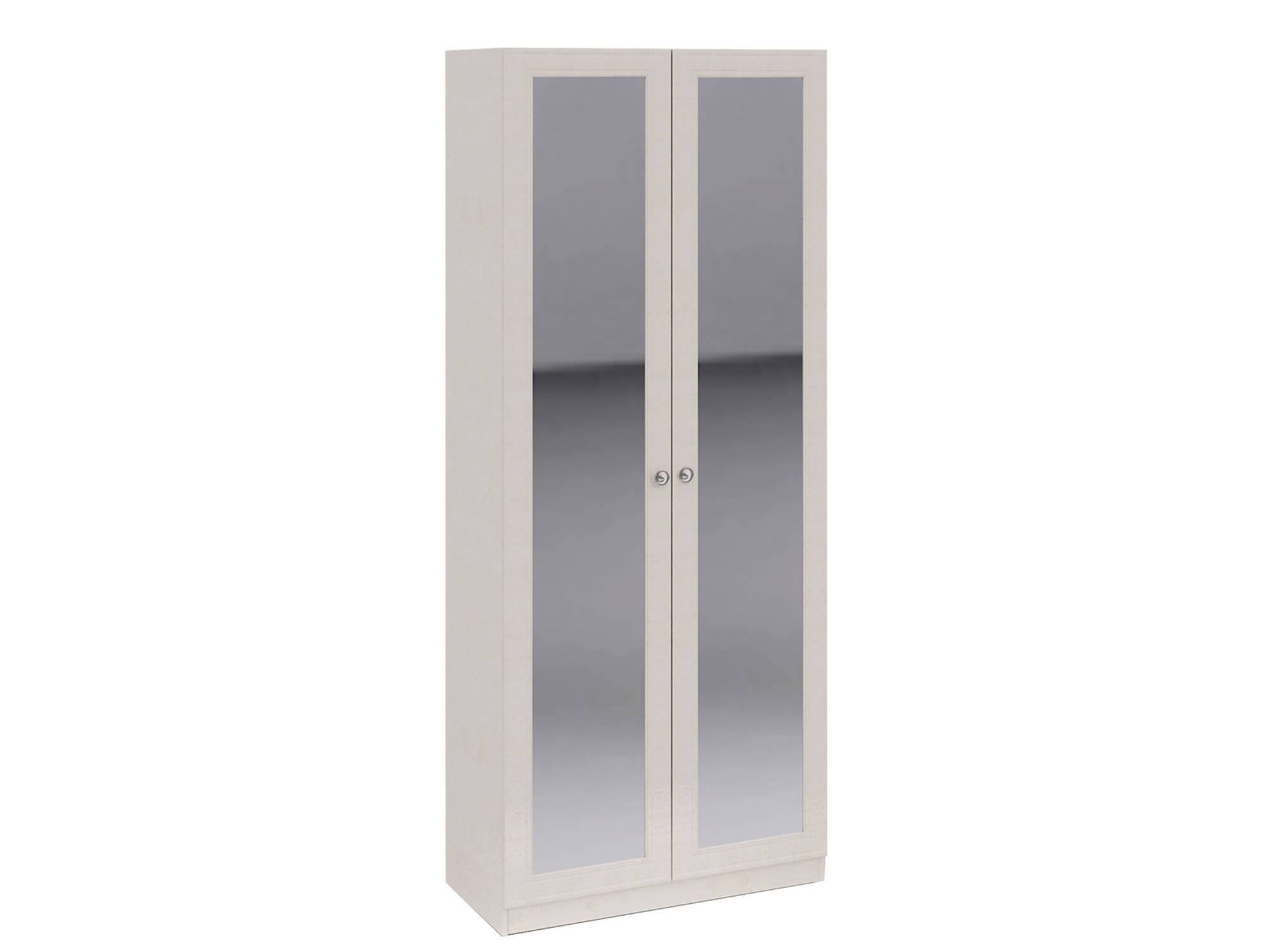 Шкаф для одежды с 2-мя зеркальными дверями и полками Саванна Саванна, Белый, МДФ, Зеркало, ЛДСП, Кромка меламин