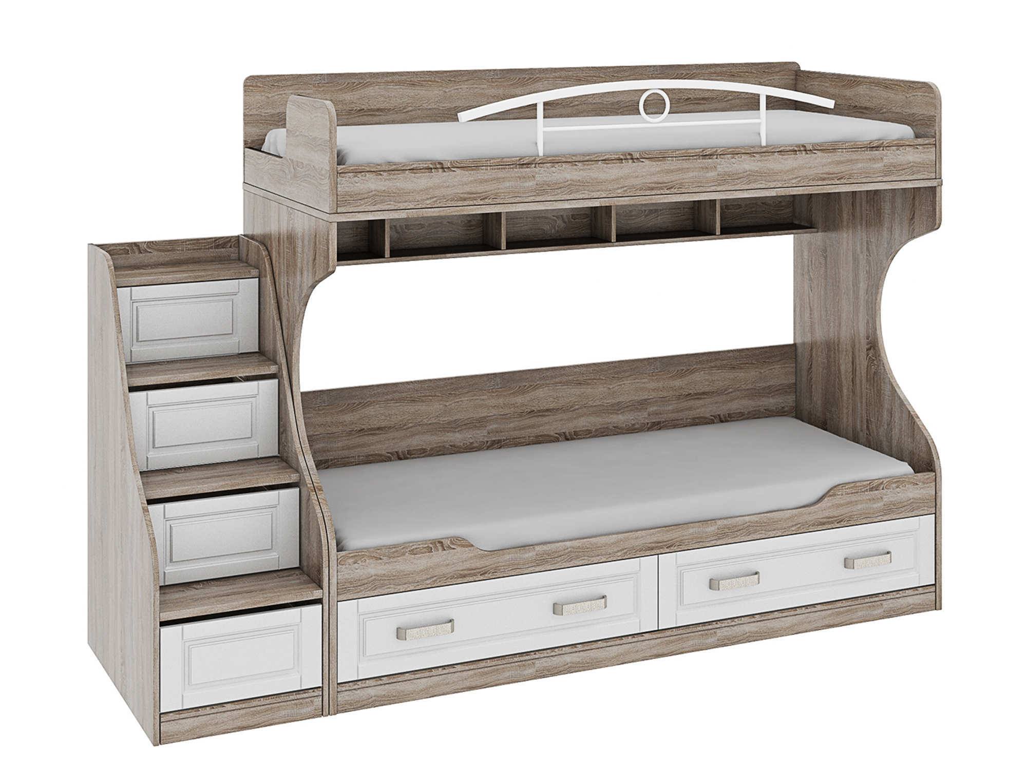 Кровать двухъярусная с лестницей с ящиками Прованс Крем, Белый кровать кровать с 2 ящиками прованс 80х200 прованс