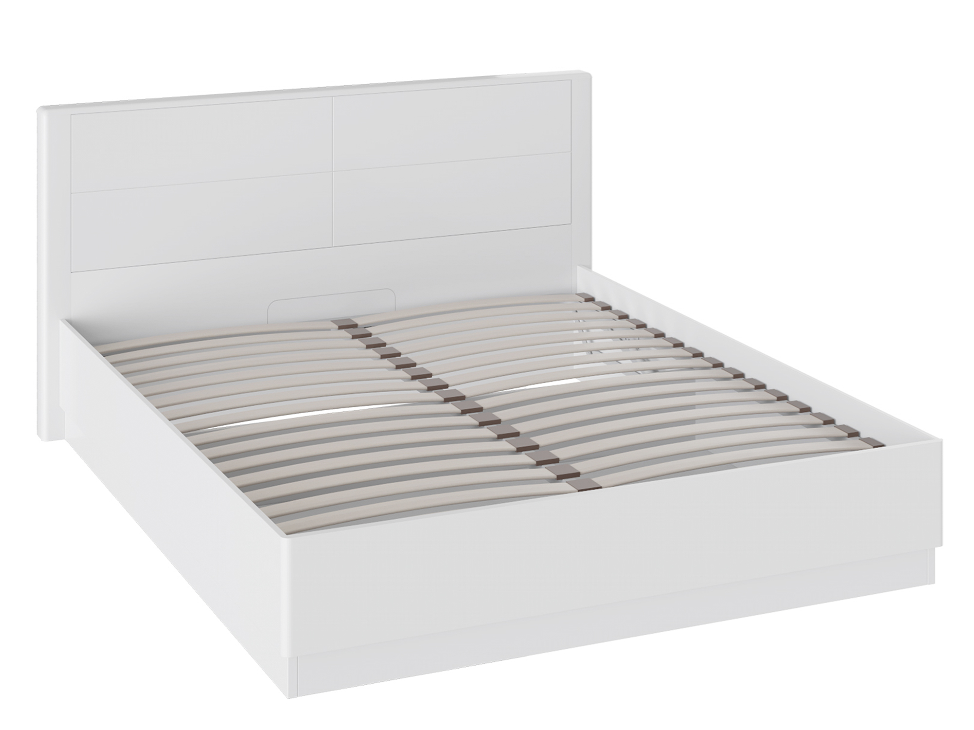Кровать с ПМ Наоми (160х200) Белый глянец, Белый, МДФ, Пленка ПВХ, ЛДСП цена и фото