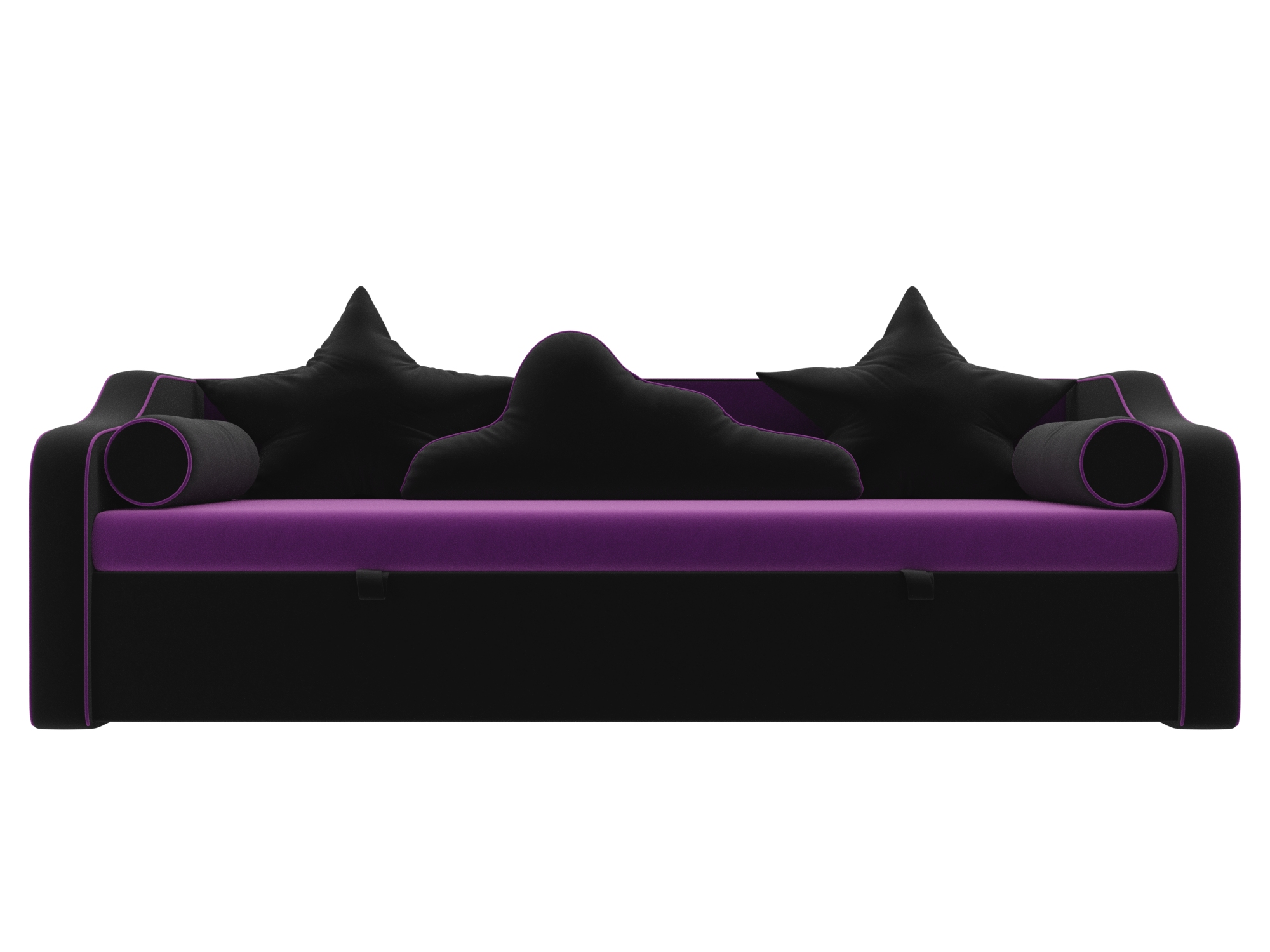 Детский диван-кровать Рико MebelVia Фиолетовый, Черный, Микровельвет, ЛДСП детский диван артмебель арси микровельвет зелено фиолетовый
