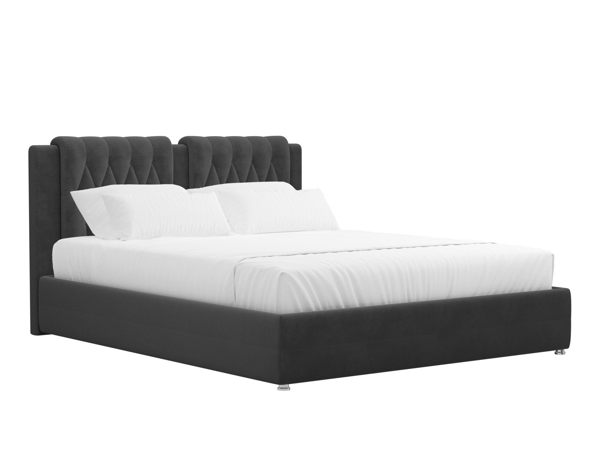 кровать камилла бежевый коричневый велюр Кровать Камилла (160x200) Серый, ЛДСП
