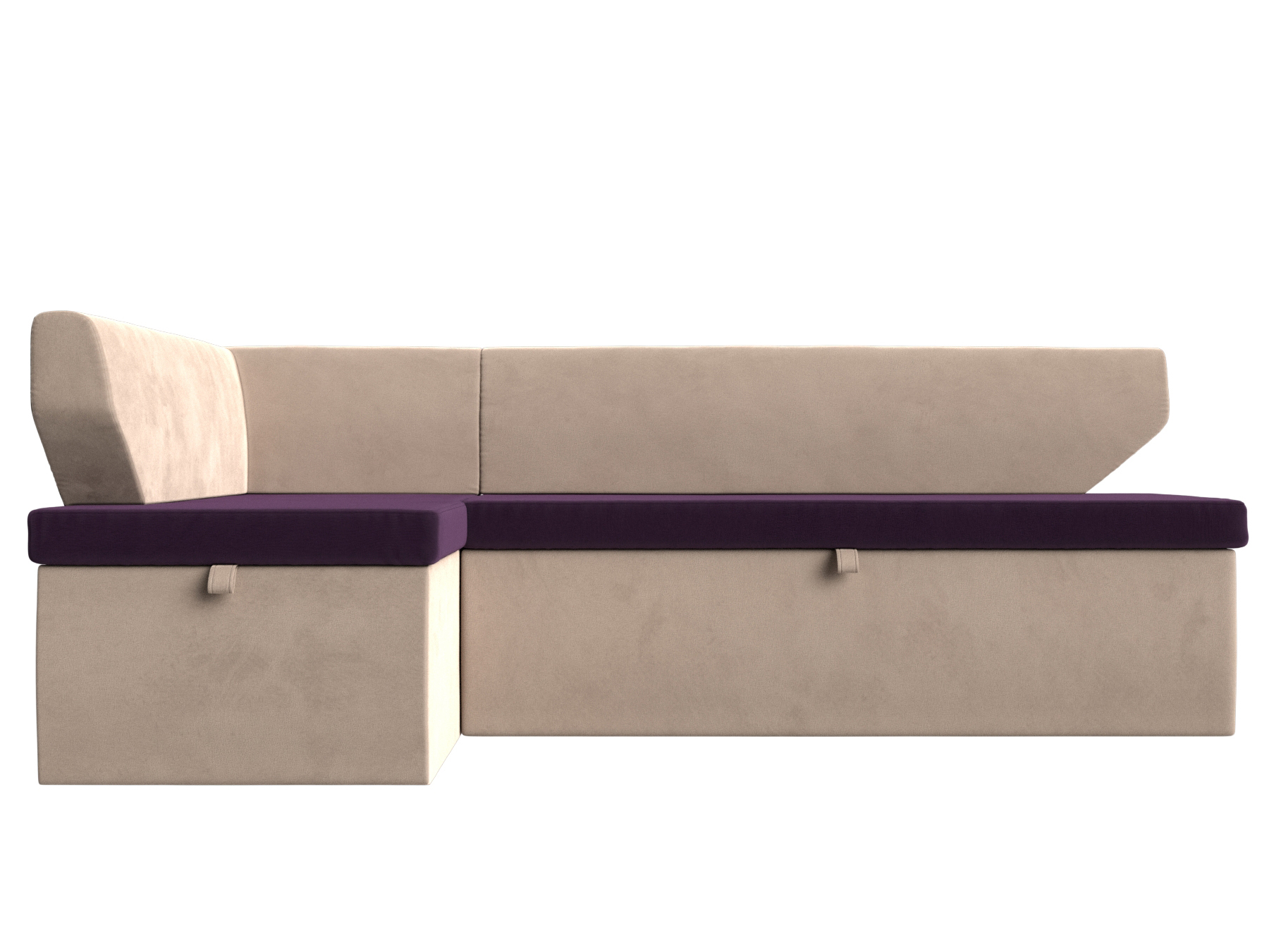 Кухонный угловой диван Омура Левый Фиолетовый, Бежевый, ЛДСП кухонный угловой диван артмебель мирта велюр фиолетовый левый угол