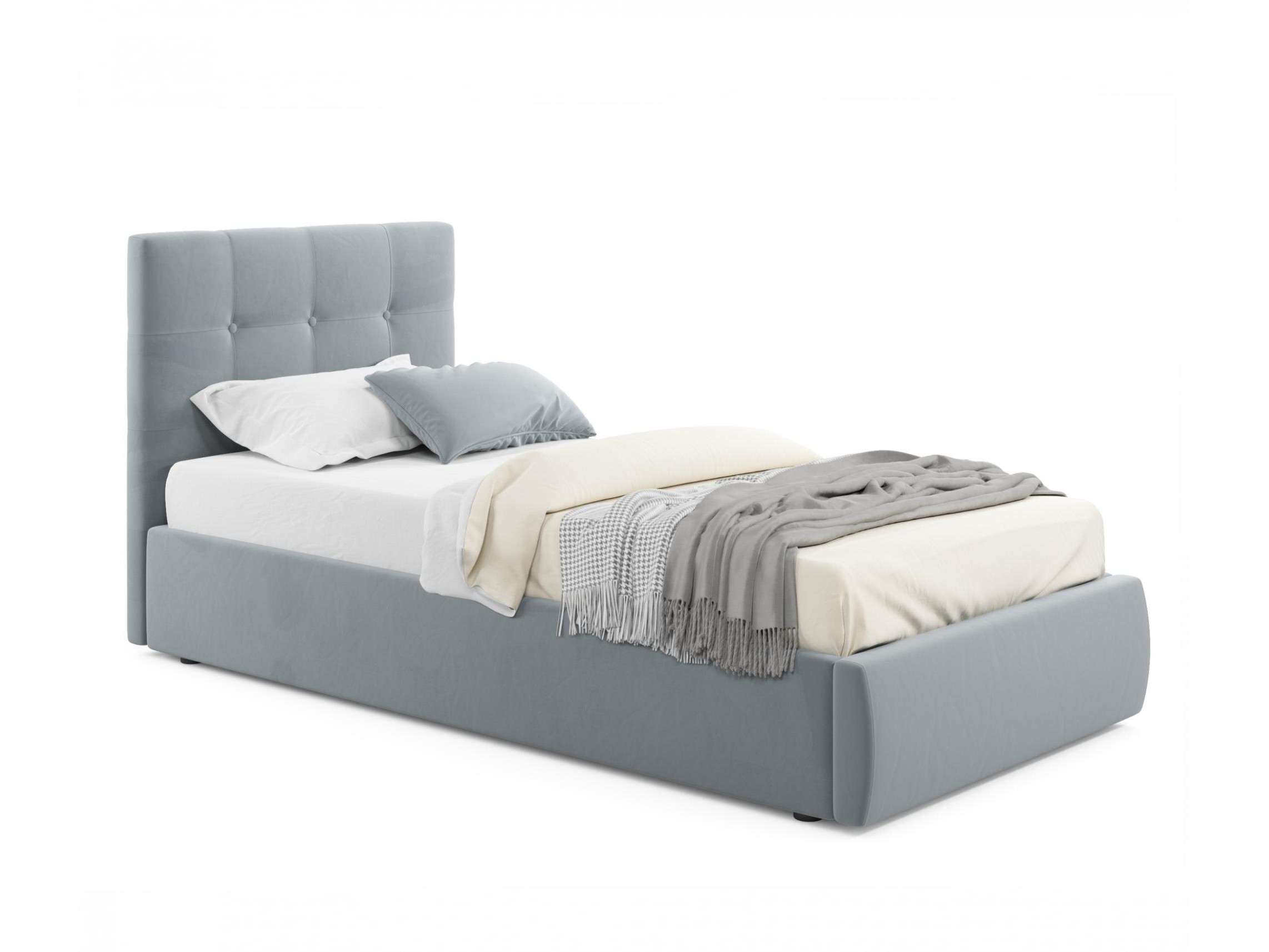 Мягкая кровать Selesta 900 серая с подъем.механизмом серый, Серый, Велюр, ДСП
