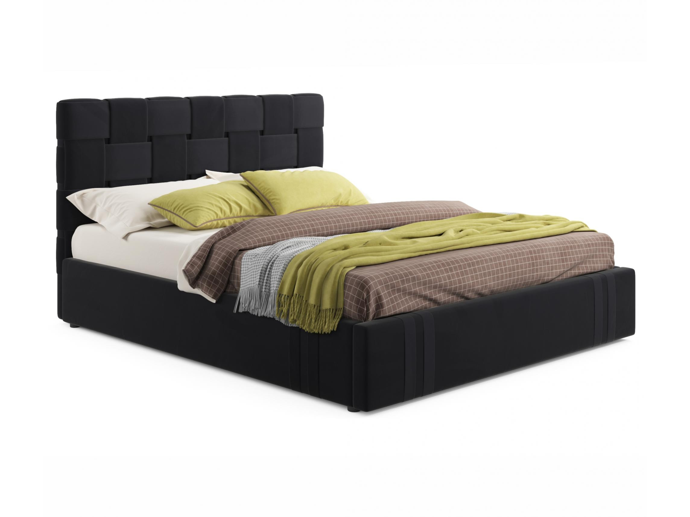 Мягкая кровать Tiffany 1600 темная с подъемным механизмом с матрасом ГОСТ темный, Черный, Велюр, ДСП