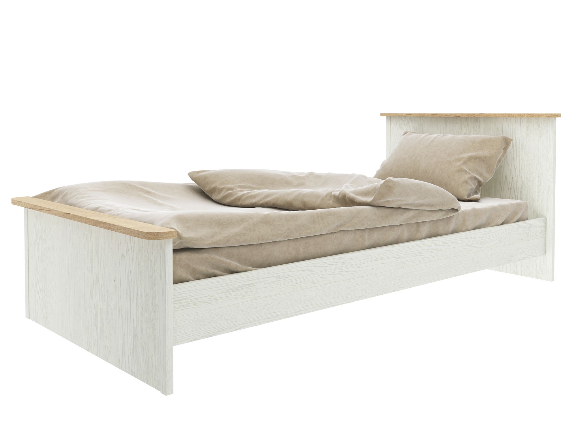 Кровать Тифани (90х200) Бежевый, Белый, ЛДСП, КДСП