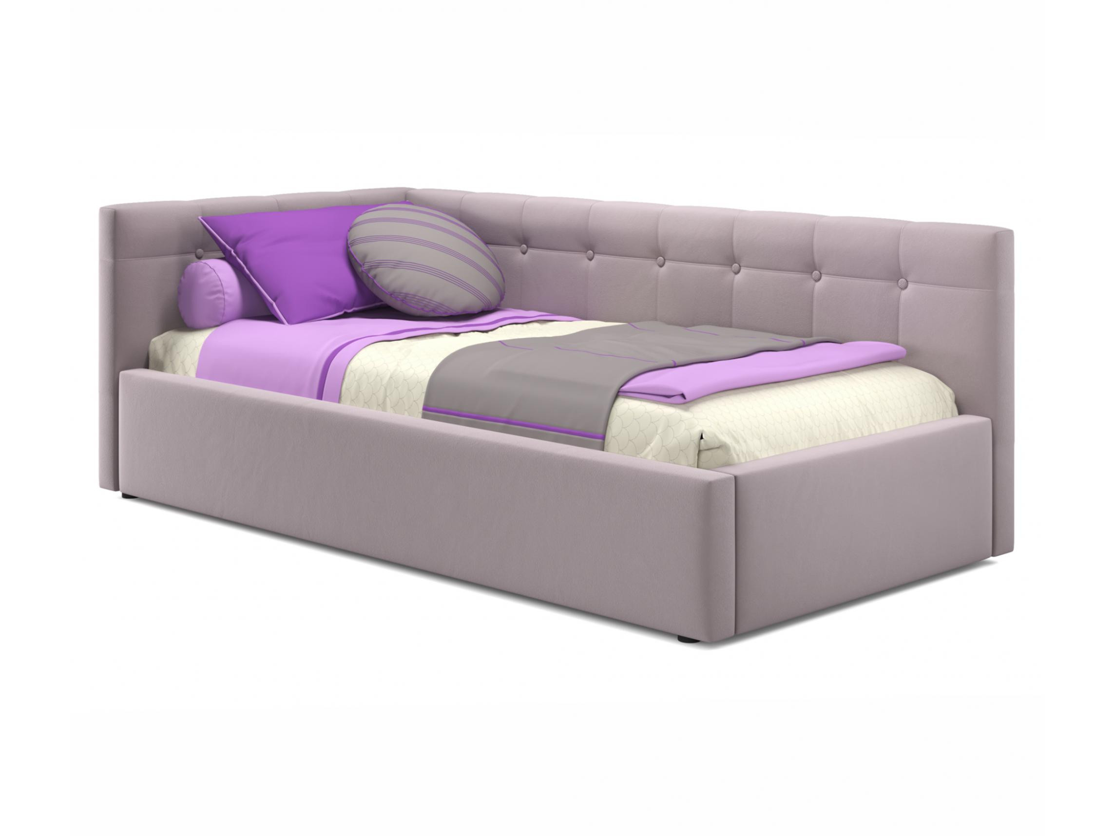 Односпальная кровать-тахта Bonna 900 лиловая ортопед.основание лиловый, Фиолетовый, Велюр, ДСП