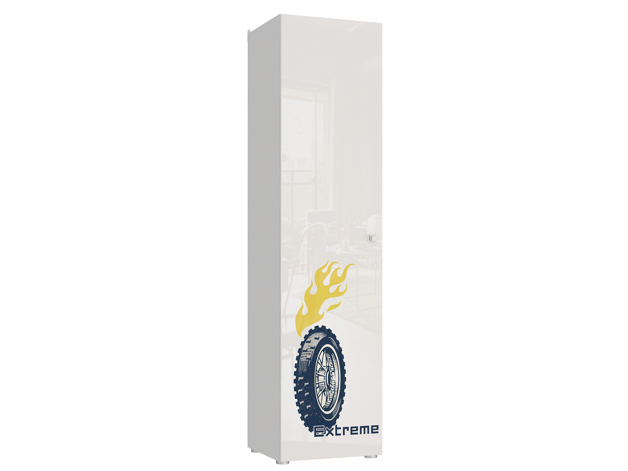 Шкаф 1-дверный Квадро (Quadro) Белый глянец, , Белый, МДФ, ЛДСП