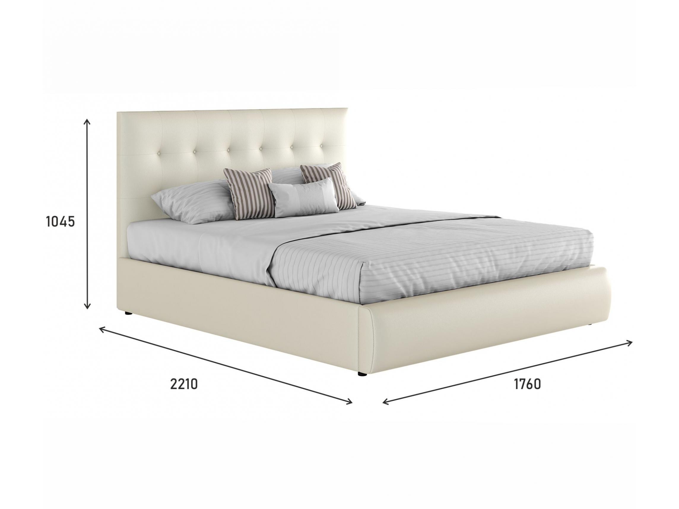 Мягкая интерьерная кровать Селеста1600 белая с матрасом PROMO B COCOS Белый, Экокожа, ДСП