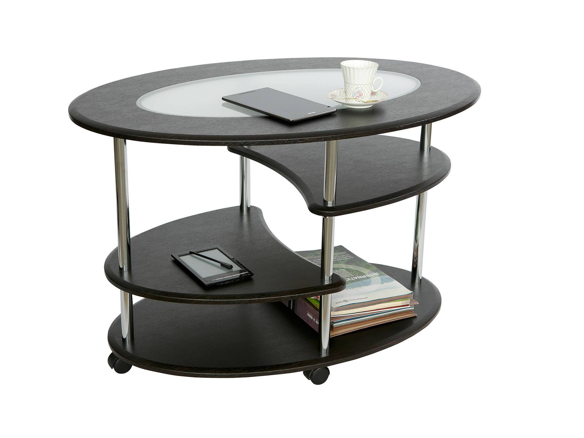 Журнальный стол Эллипс Коричневый темный, Серый, МДФ, Металл журнальный стол эллипс коричневый серый мдф металл