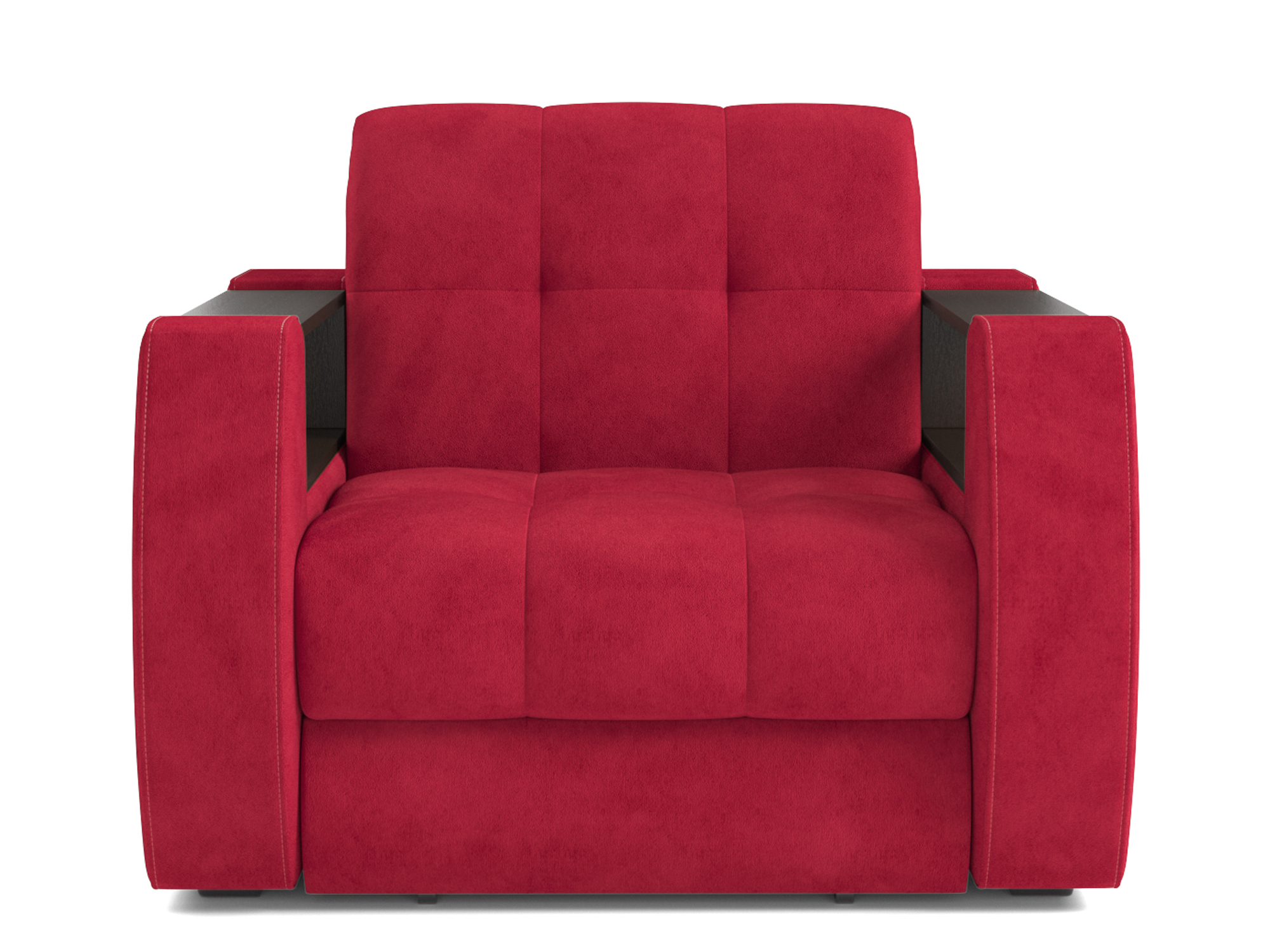 Кресло-кровать Барон №3 MebelVia Красный, Микровелюр, ДСП, Металл, Массив сосны