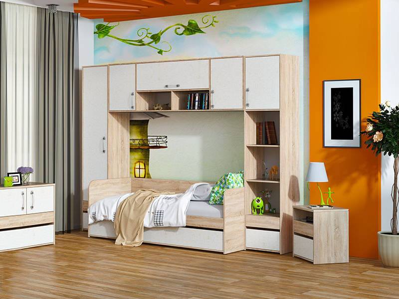 Набор мебели для детской Атлас 2 Хаотичные линии, Бежевый, ЛДСП набор мебели для детской тетрис 2 молочный оливковый белый зеленый бежевый лдсп