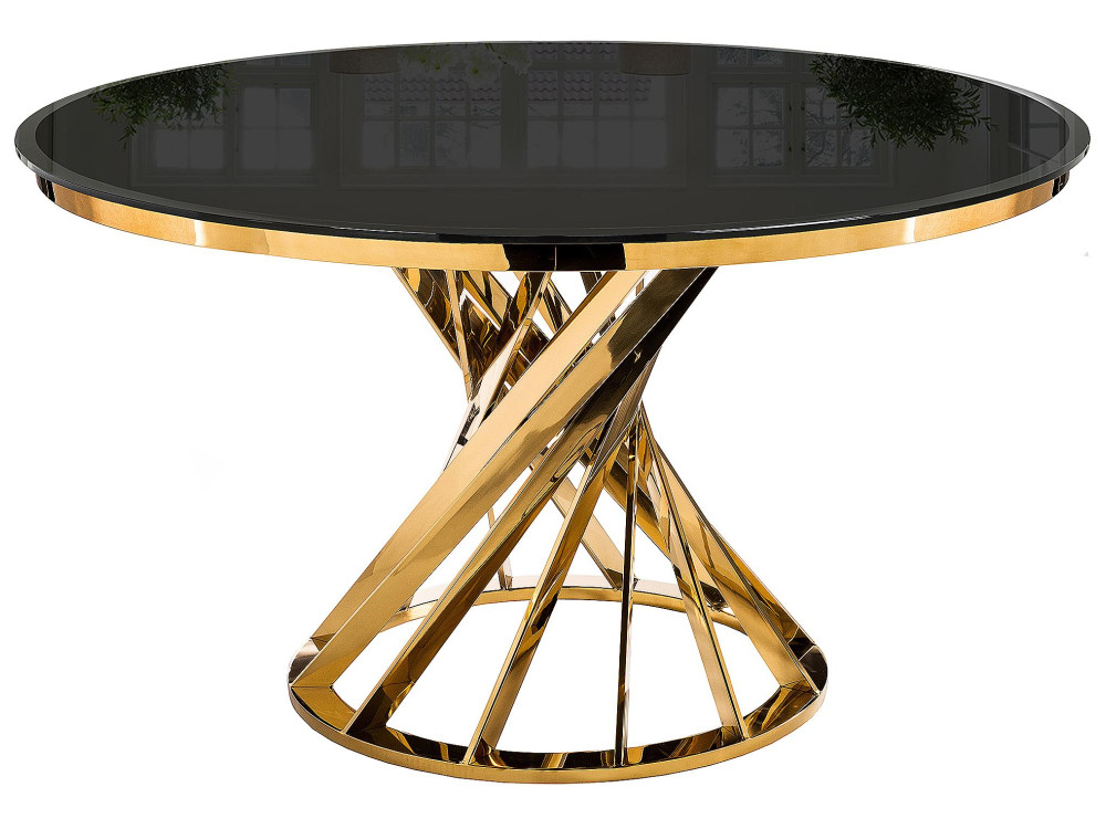 Twist gold / black Стол стеклянный Бежевый, Металл rock 100х75 white black стол стеклянный черный металл