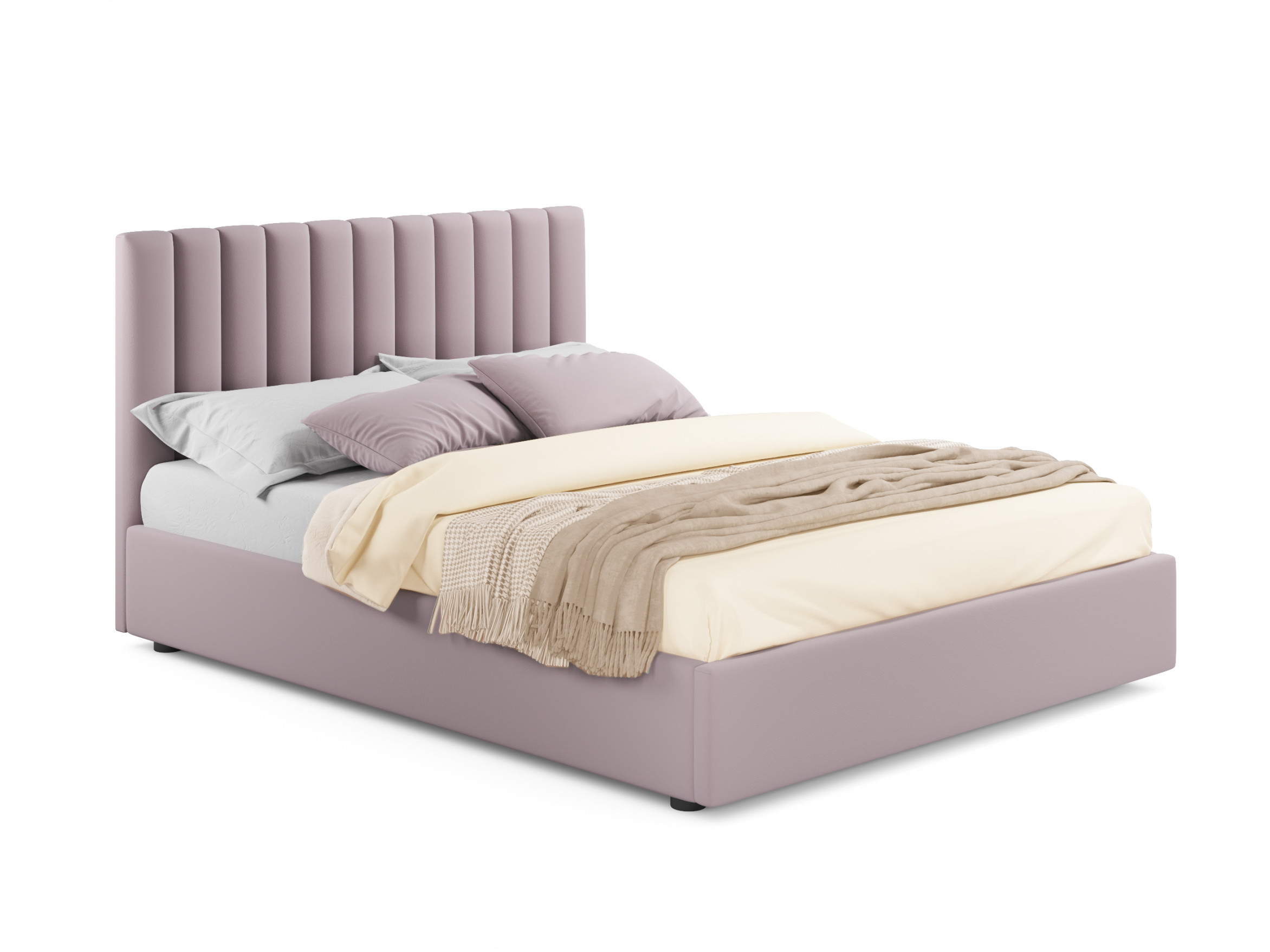 Мягкая кровать Olivia 1800 лиловая с ортопедическим основанием лиловый, Фиолетовый, Велюр, ДСП