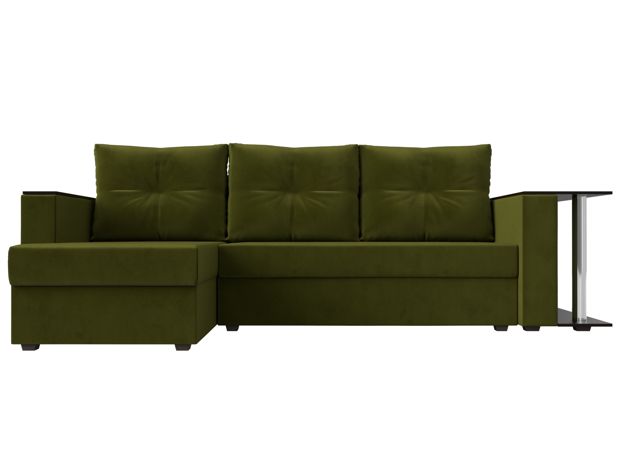 Угловой диван Атланта Левый MebelVia Зеленый, Микровельвет, ЛДСП прямой диван лига диванов атланта лайт со столом микровельвет желтый левый 112480l
