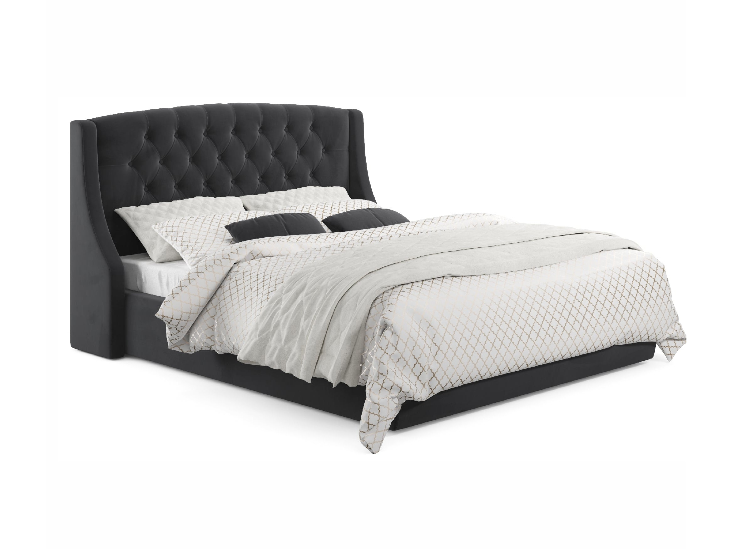 цена Мягкая кровать Stefani 1400 темная с подъемным механизмо