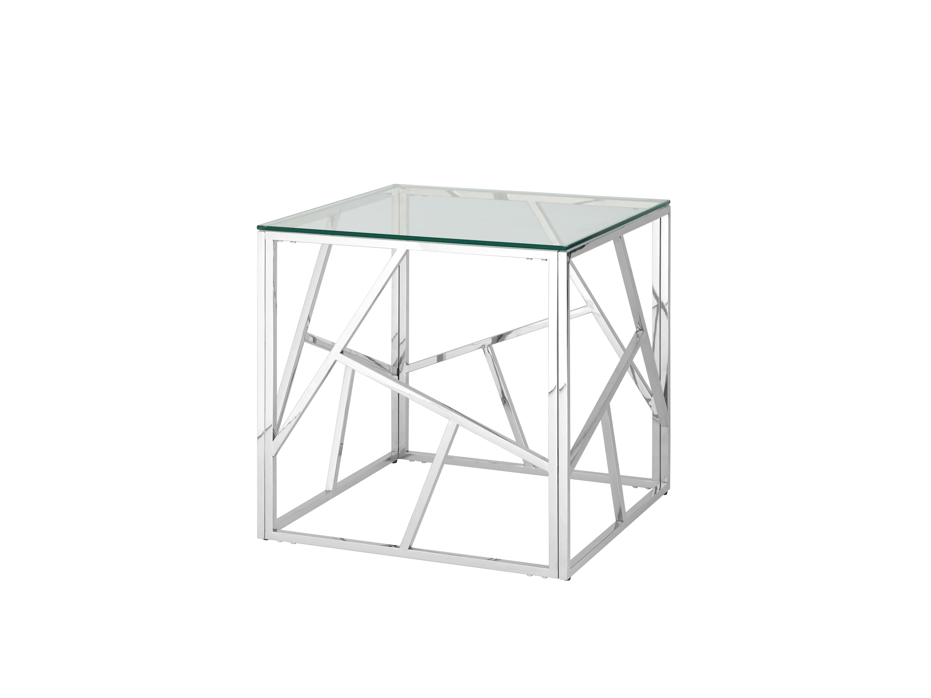 Журнальный столик Stool Group АРТ ДЕКО 55х55 Прозрачное стекло/Сталь серебро прозрачный, Сталь