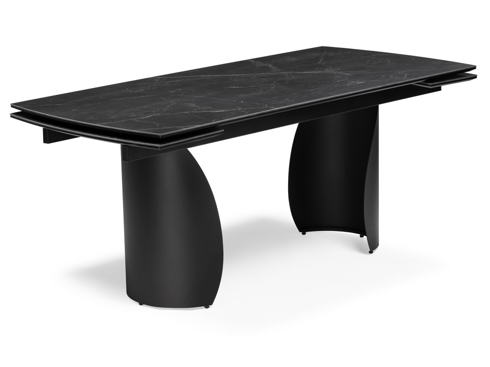 Готланд 160(220)х90х79 черный мрамор / черный Керамический стол Черный, Металл