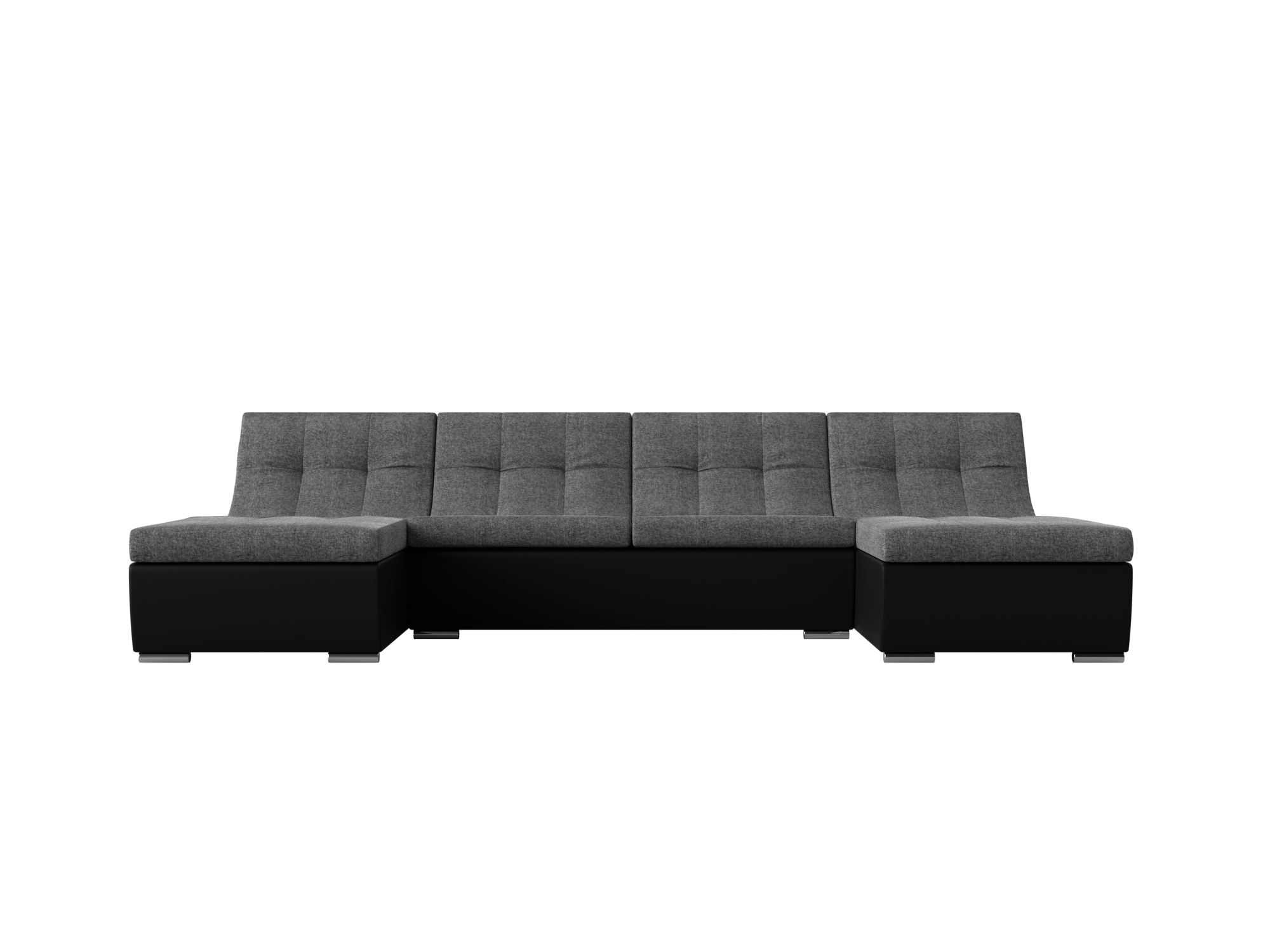 П-образный модульный диван Монреаль MebelVia Серый, Черный, Рогожка, Экокожа, ЛДСП п образный диван форсайт рогожка экокожа