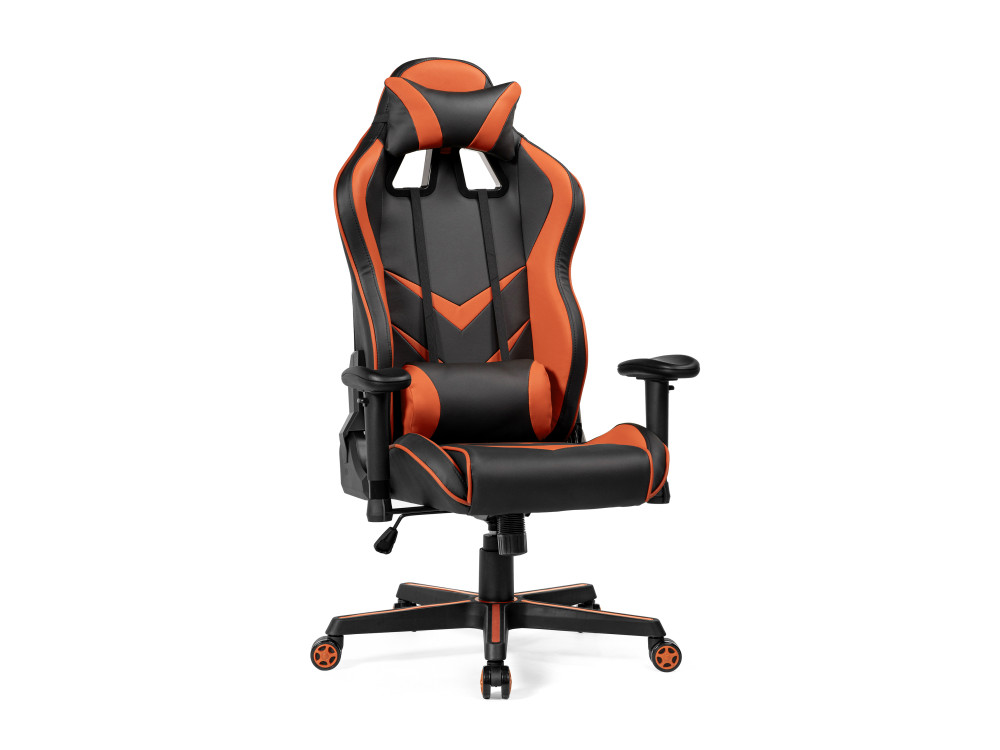 Racer черное / оранжевое Компьютерное кресло MebelVia Черный, Оранжевый, Искусственная кожа, Пластик racer черное голубое стул черный голубой пластик
