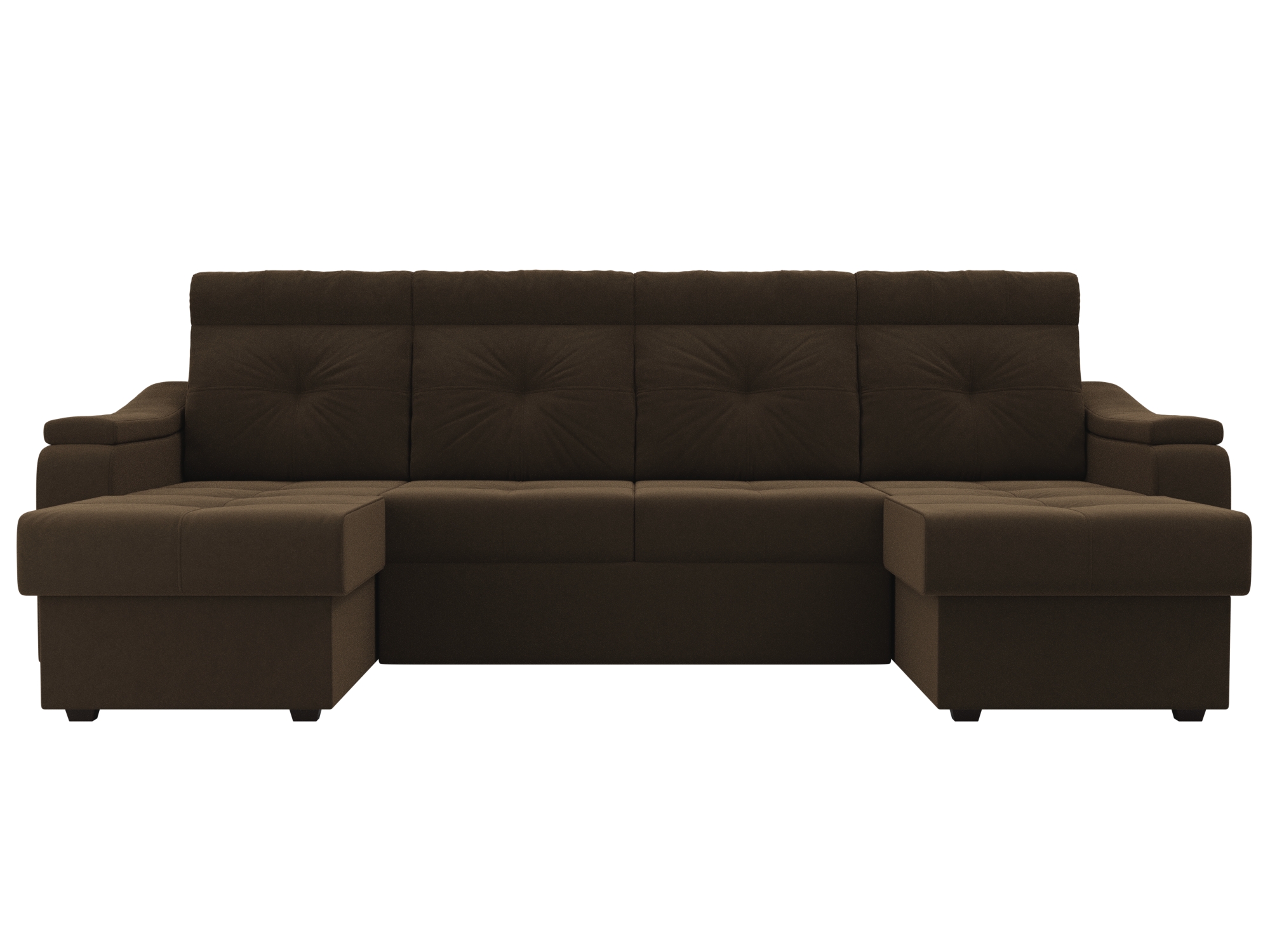 П-образный диван Джастин MebelVia Коричневый, Микровельвет, ЛДСП п образный диван лига диванов п образный диван джастин рогожка коричневый