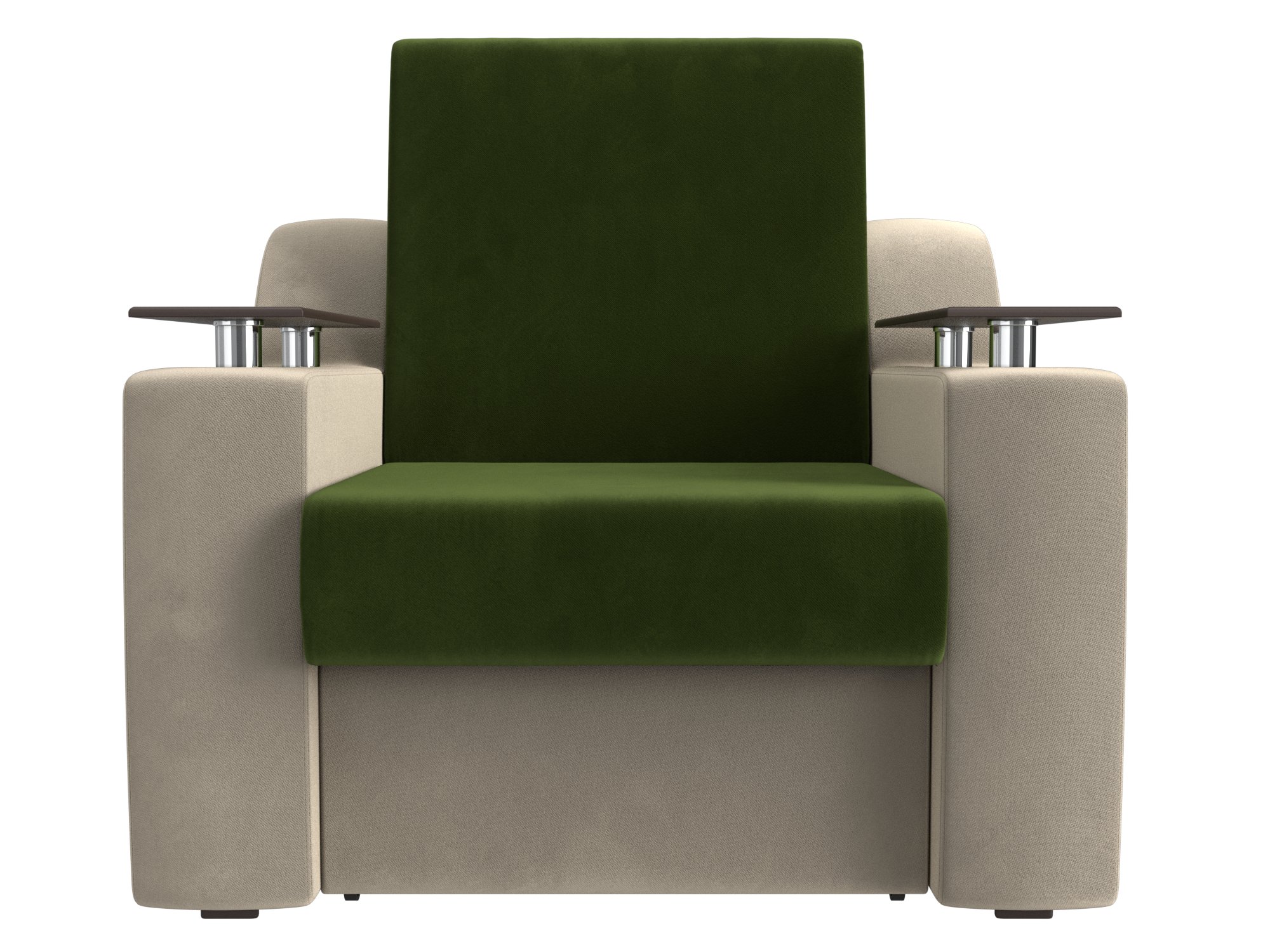 Кресло-кровать Сенатор (80х190) MebelVia Зеленый, Бежевый, Микровельвет, ЛДСП