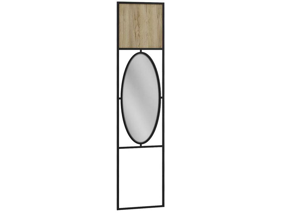Панель для прихожей с зеркалом Loft Дуб Натур Дуб Натуральный Галифакс, Черный, Зеркало, Стальная труба