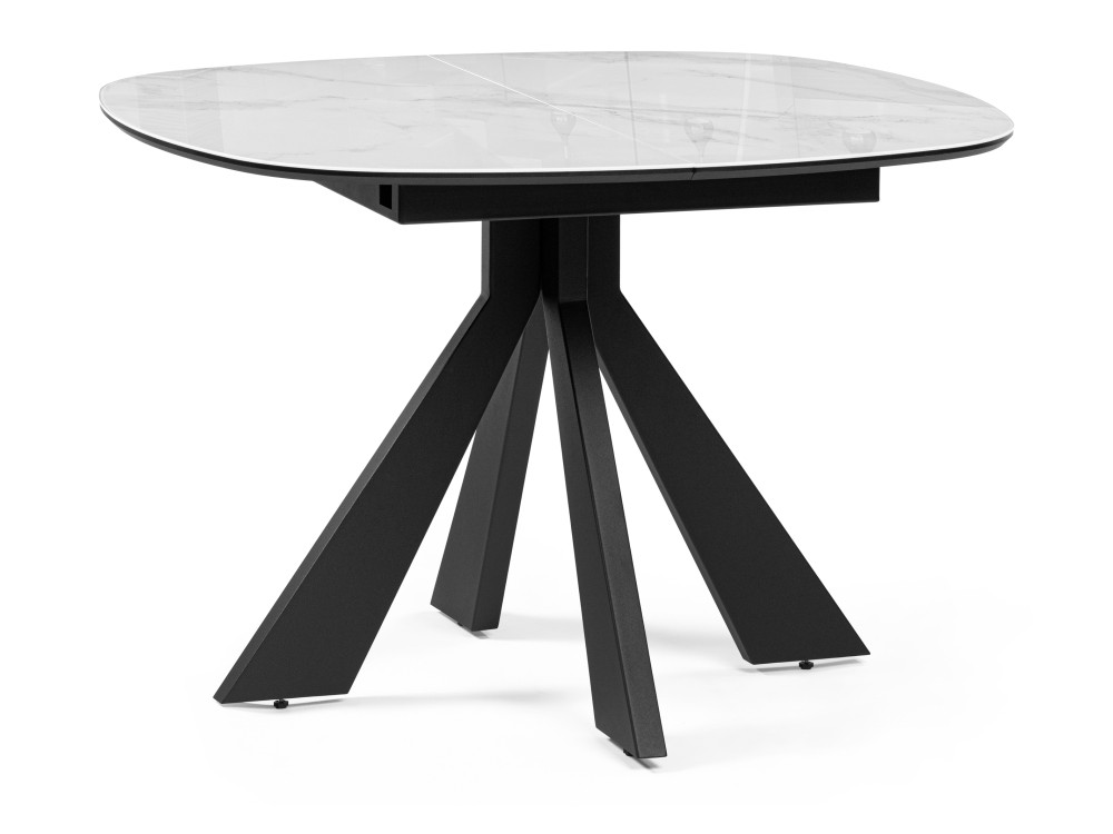 Эдли 110х76 белый мрамор / черный Стол стеклянный Черный, Металл рамси мрамор серый стол стеклянный черный металл