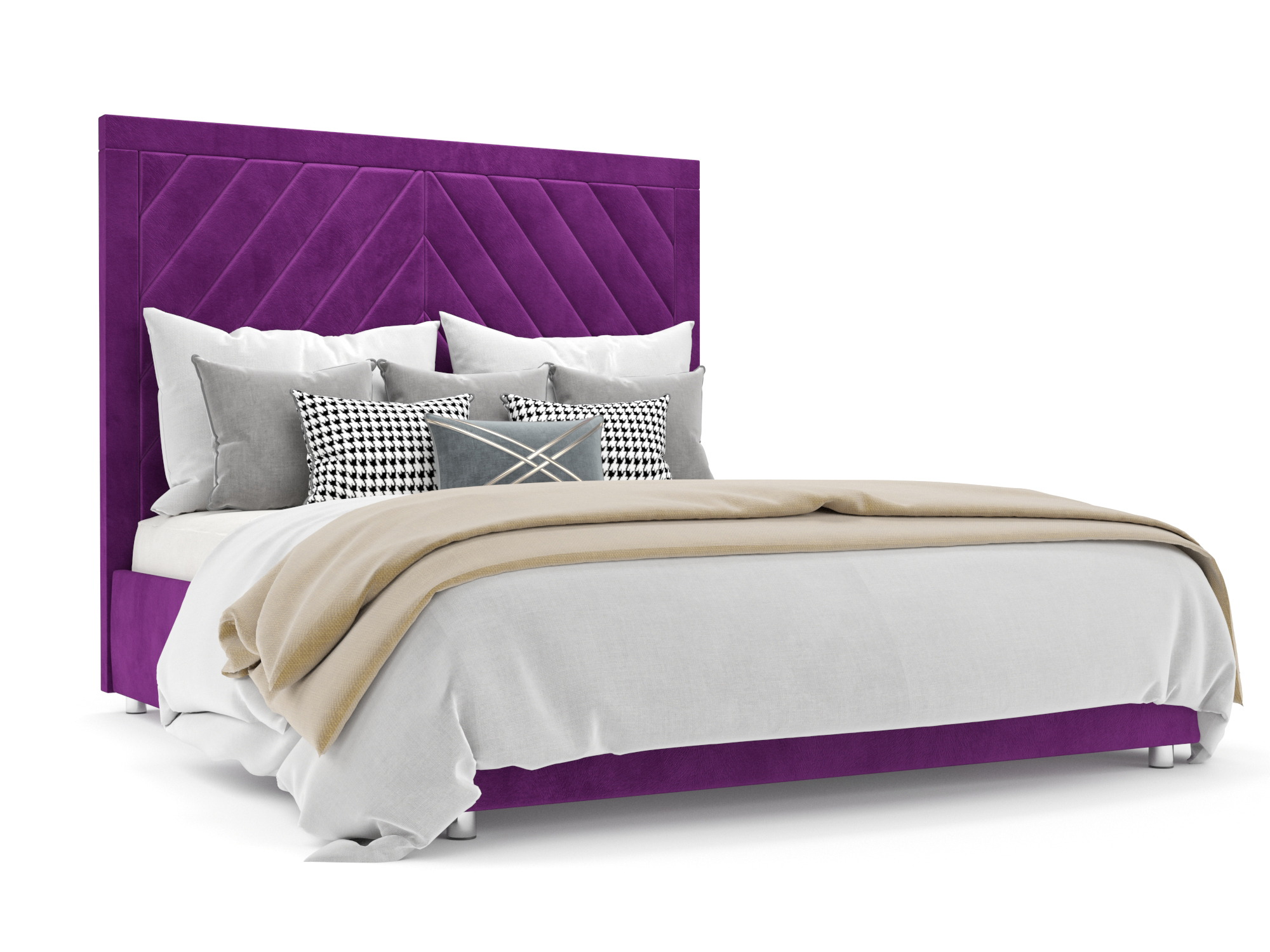 Кровать Мишель (140х190) Фиолетовый, ДСП, Брус сосны