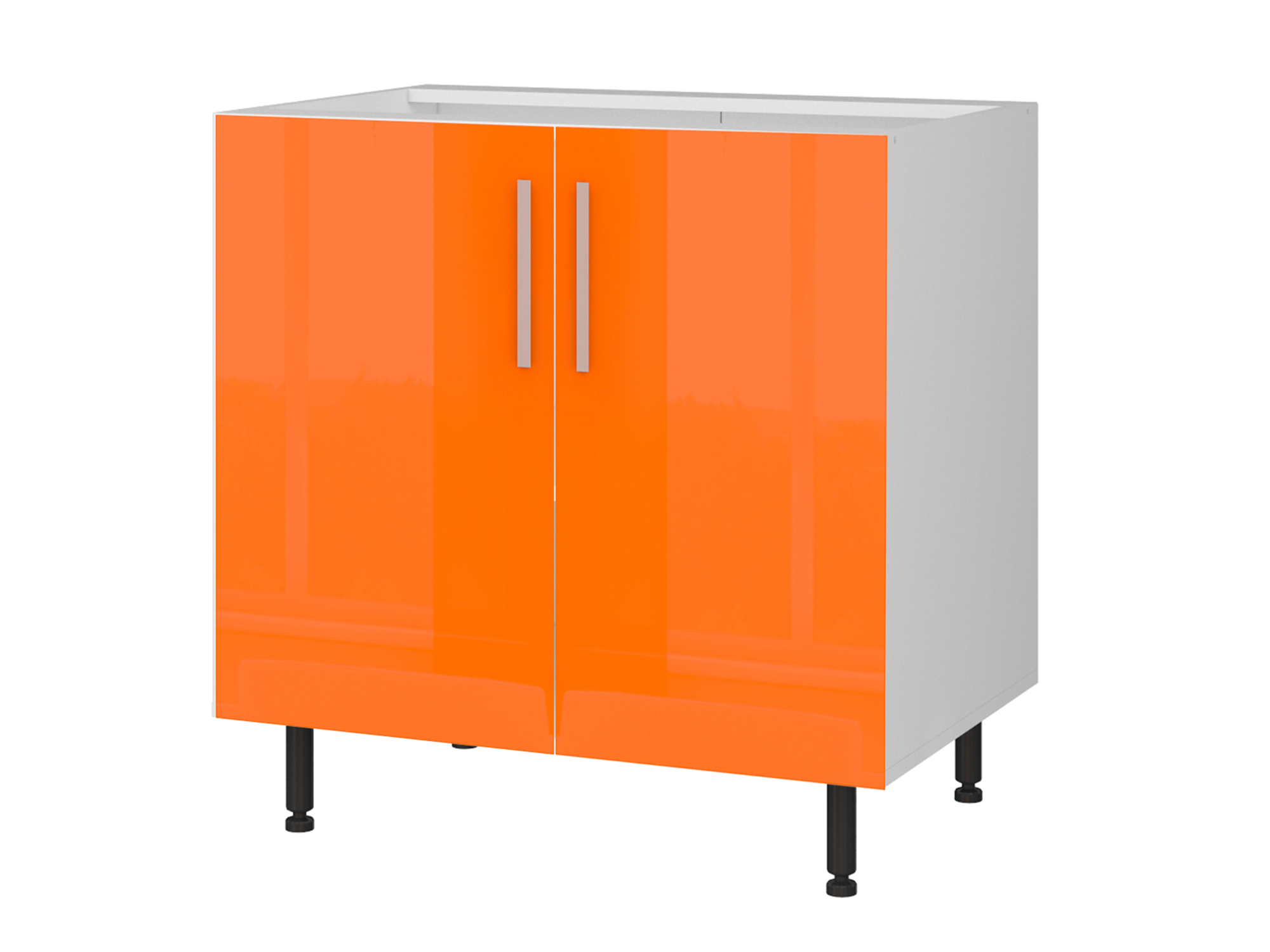 Шкаф напольный двухдверный Хелена 80 см Оранжевый, Белый, МДФ, Пленка ПВХ, ЛДСП шкаф напольный под духовку хелена 60 см оранжевый белый мдф пленка пвх лдсп