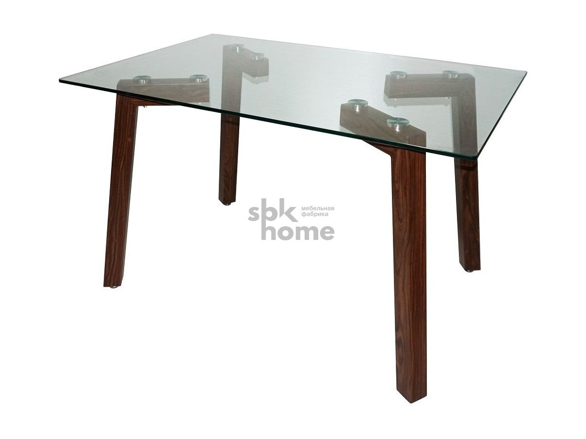 Стол 8105 прозрачное стекло/металлические ножки под дерево (1200*800*750), 8105ИМП