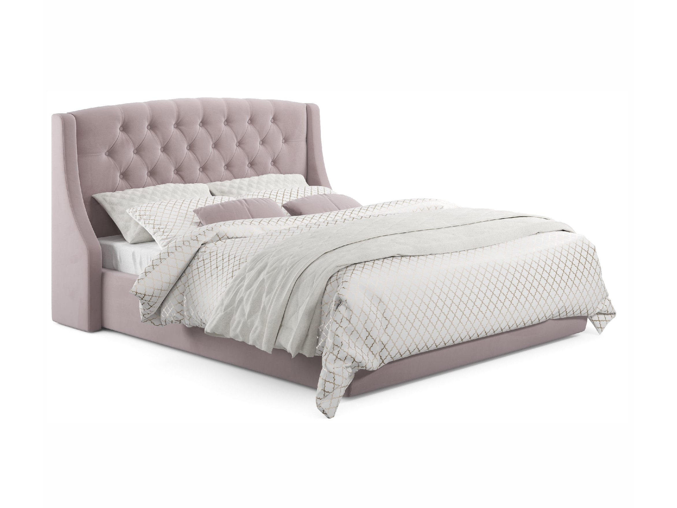 Мягкая кровать Stefani 1400 лиловая с ортопедическим основанием лиловый, Фиолетовый, Велюр, ДСП