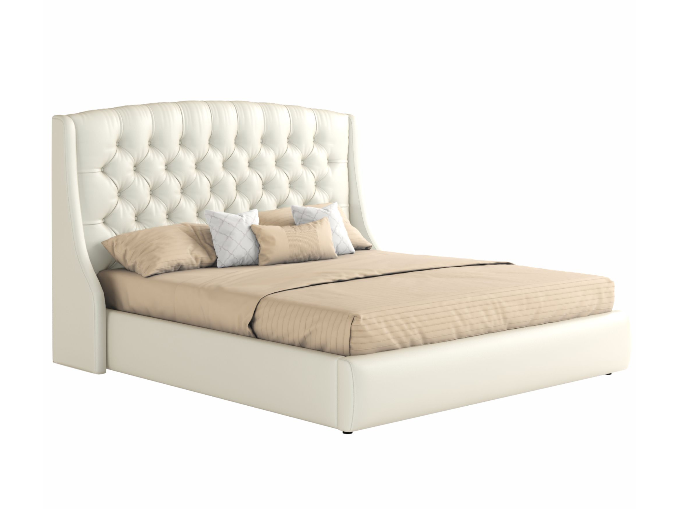 Мягкая кровать Стефани 1600 белая с подъемным механизмо мягкая двуспальная кровать стефани 160х200 см с подъемны