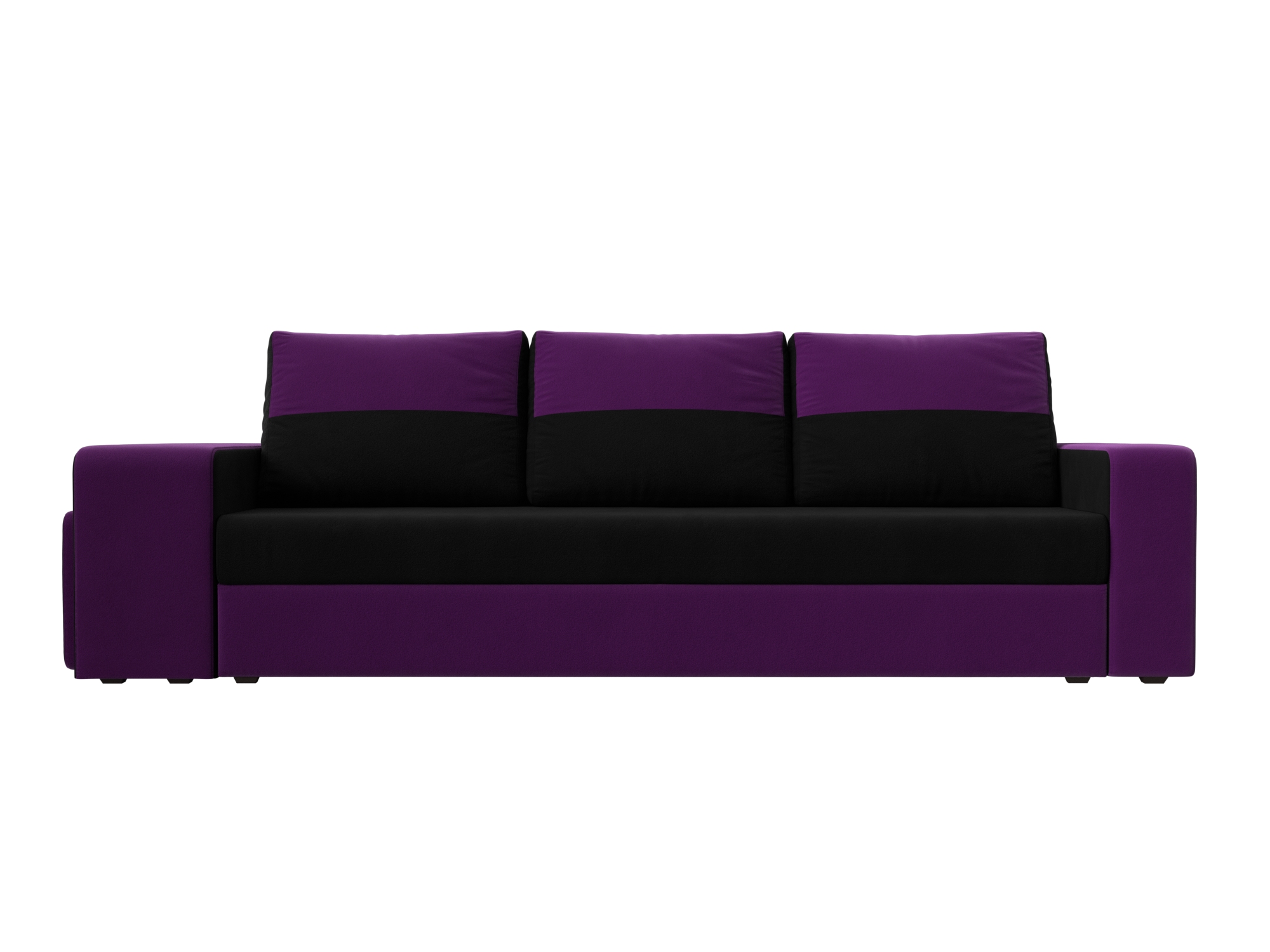 Диван Мустанг с двумя пуфами MebelVia Черный, Фиолетовый, Вельвет, ЛДСП прямой диван с двумя пуфами лига диванов мустанг вельвет черный фиолетовый