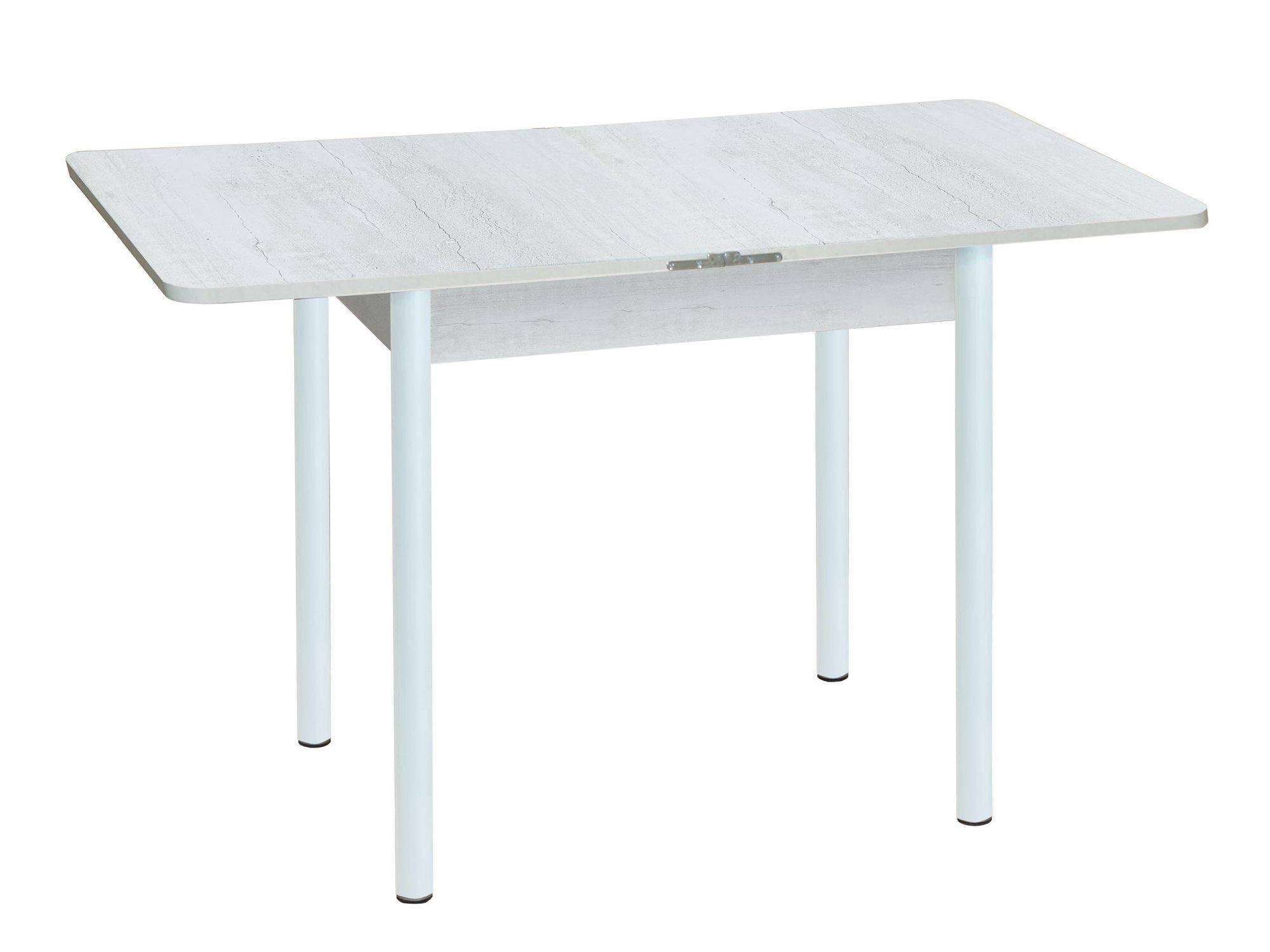 Эко 80х60 стол обеденный раскладной / бетон белый/белый Бетон белый, ЛДСП стол обеденный раскладной с ящиком белый сосна белая белый